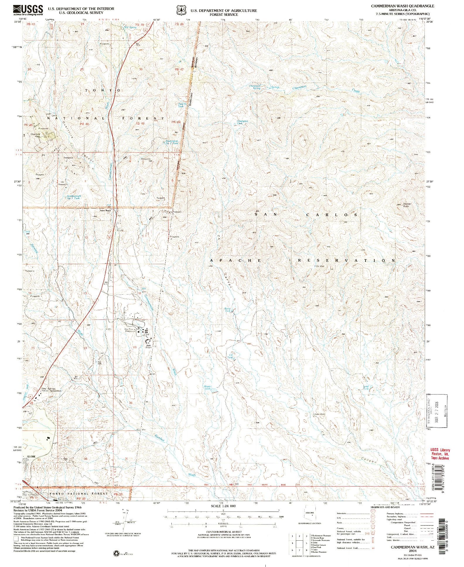 USGS 1:24000-SCALE QUADRANGLE FOR CAMMERMAN WASH, AZ 2004