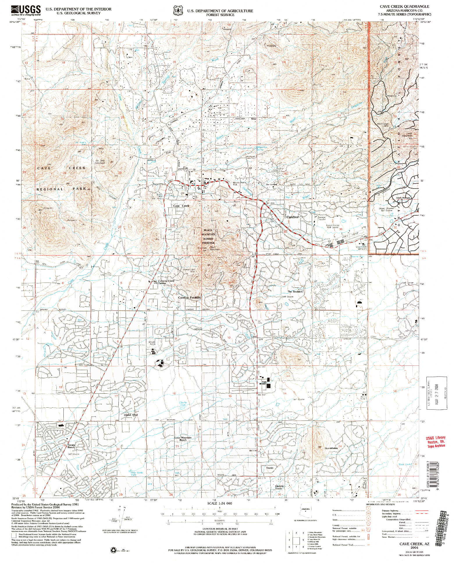 USGS 1:24000-SCALE QUADRANGLE FOR CAVE CREEK, AZ 2004