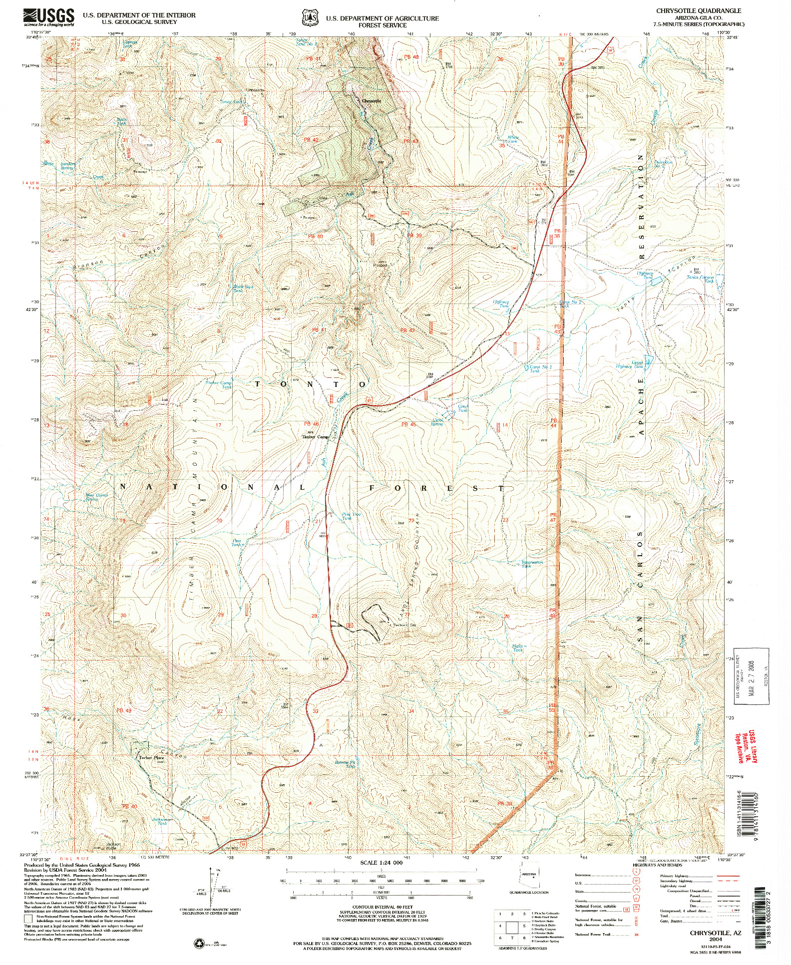 USGS 1:24000-SCALE QUADRANGLE FOR CHRYSOTILE, AZ 2004