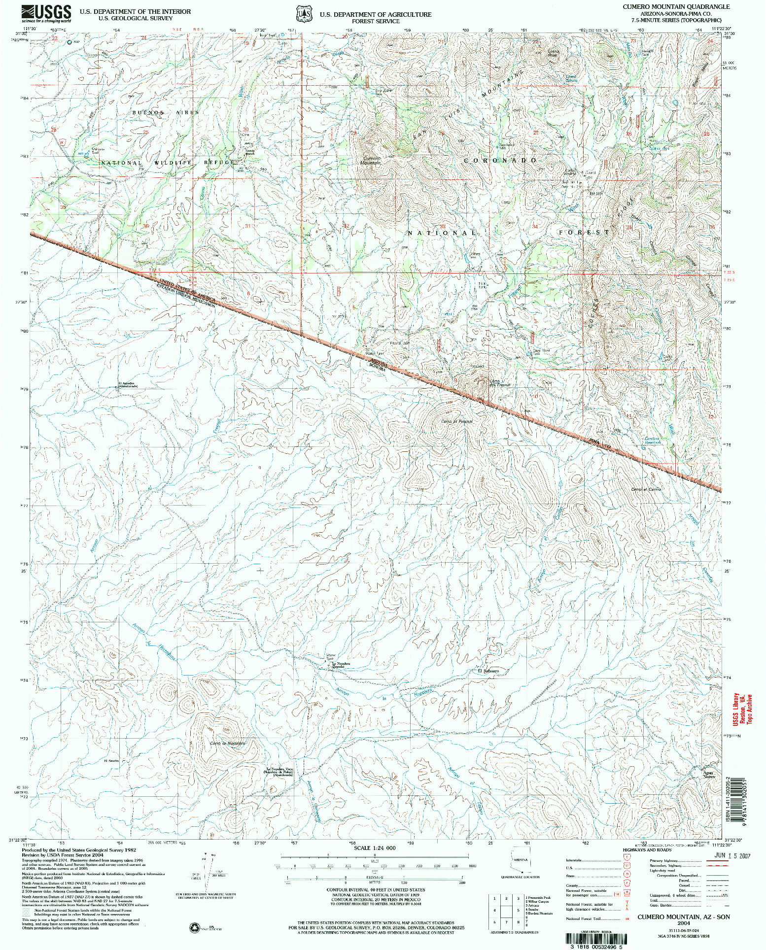 USGS 1:24000-SCALE QUADRANGLE FOR CUMERO MOUNTAIN, AZ 2004
