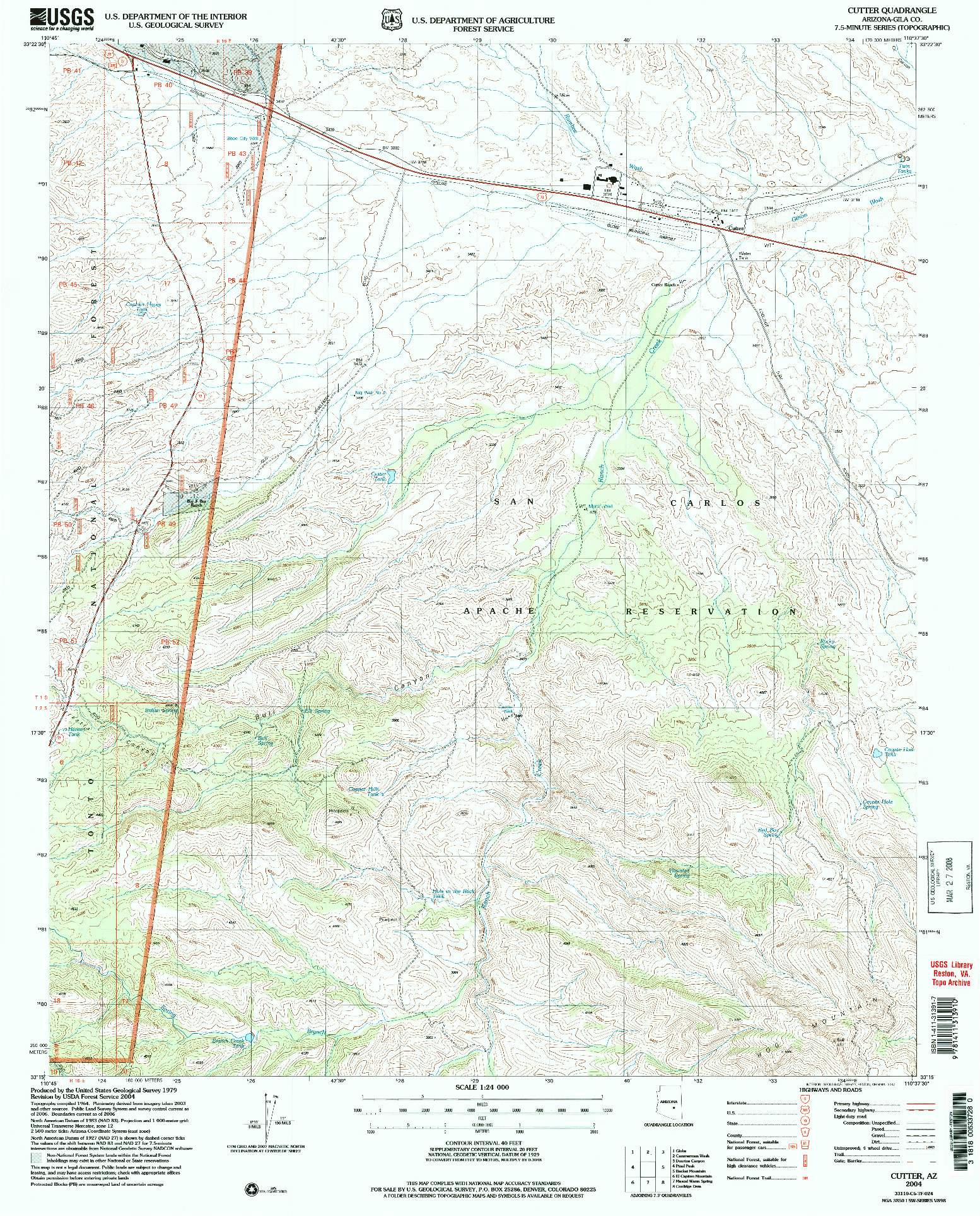 USGS 1:24000-SCALE QUADRANGLE FOR CUTTER, AZ 2004