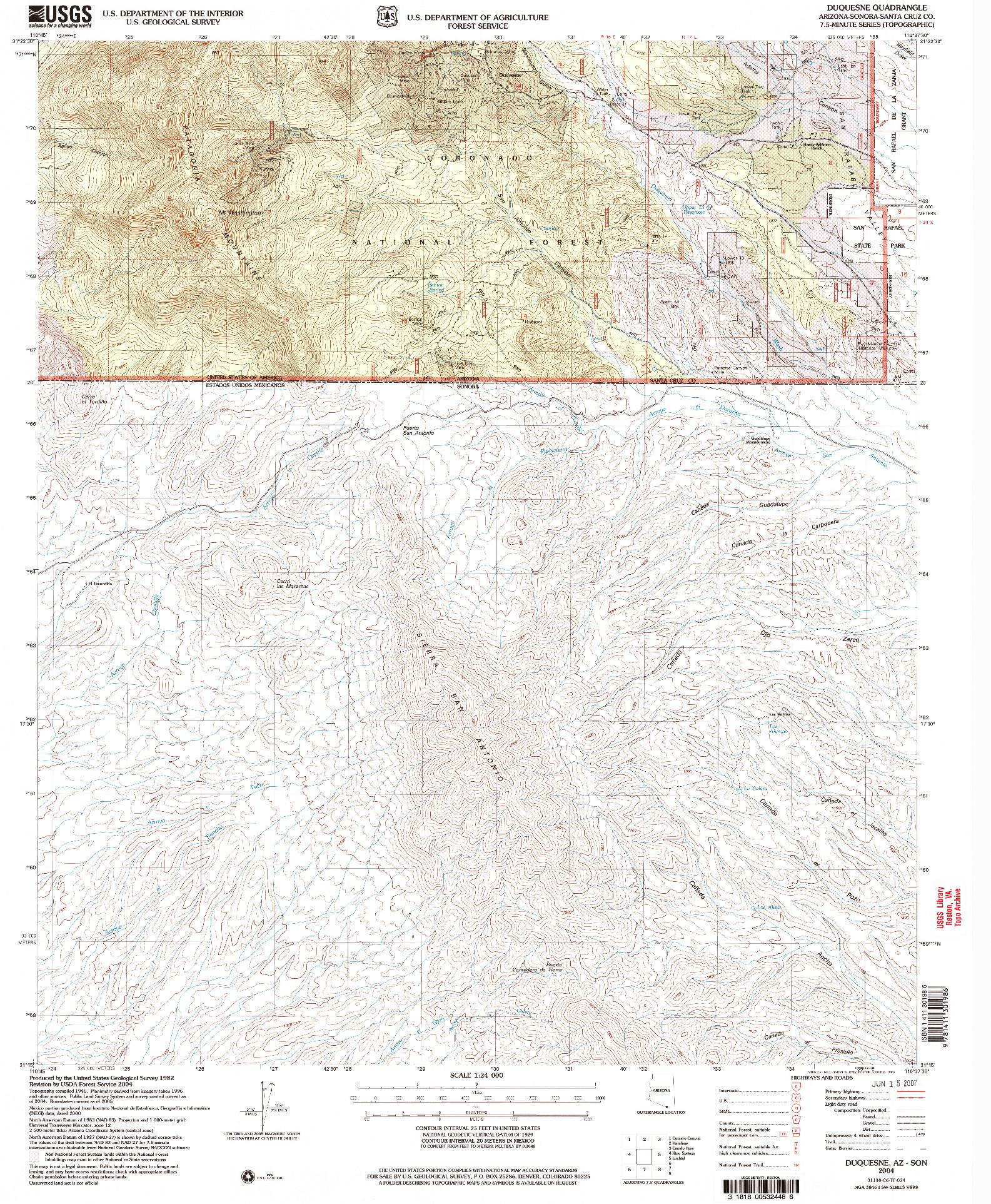 USGS 1:24000-SCALE QUADRANGLE FOR DUQUESNE, AZ 2004