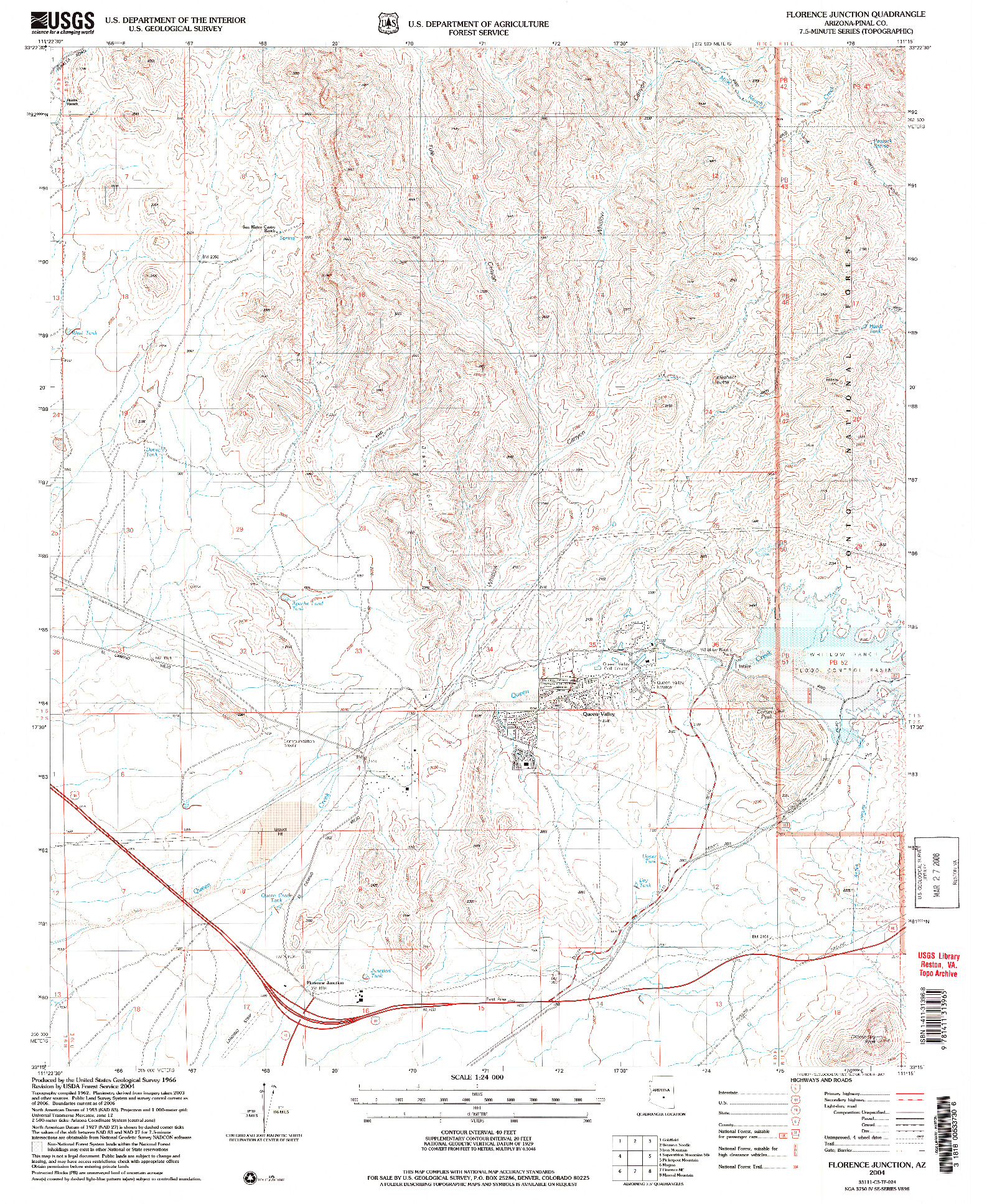 USGS 1:24000-SCALE QUADRANGLE FOR FLORENCE JUNCTION, AZ 2004