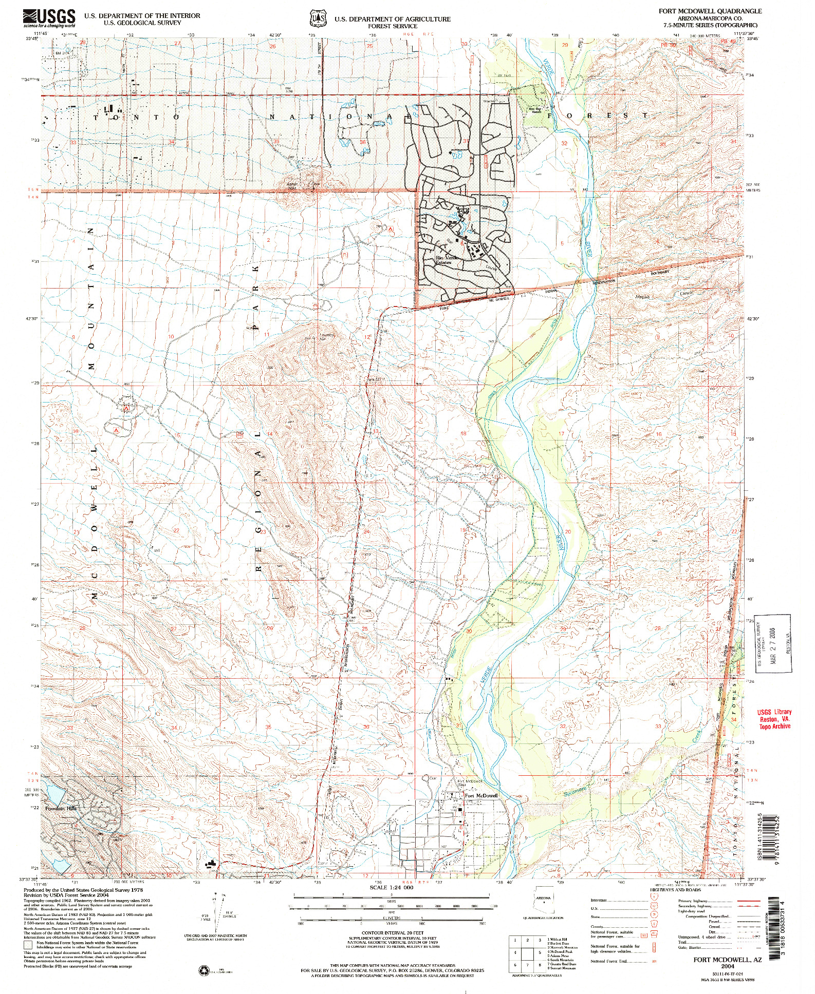 USGS 1:24000-SCALE QUADRANGLE FOR FORT MCDOWELL, AZ 2004