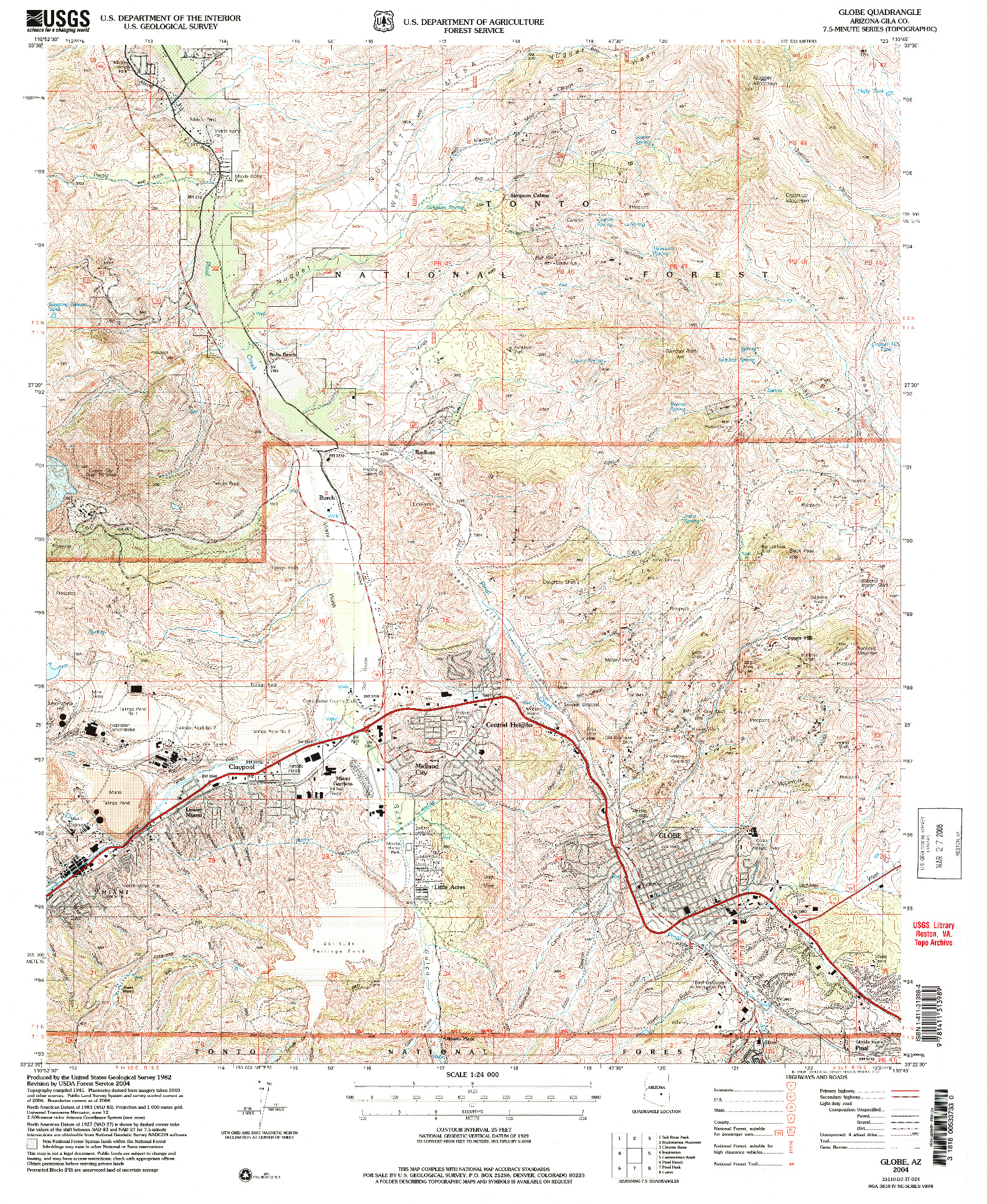USGS 1:24000-SCALE QUADRANGLE FOR GLOBE, AZ 2004