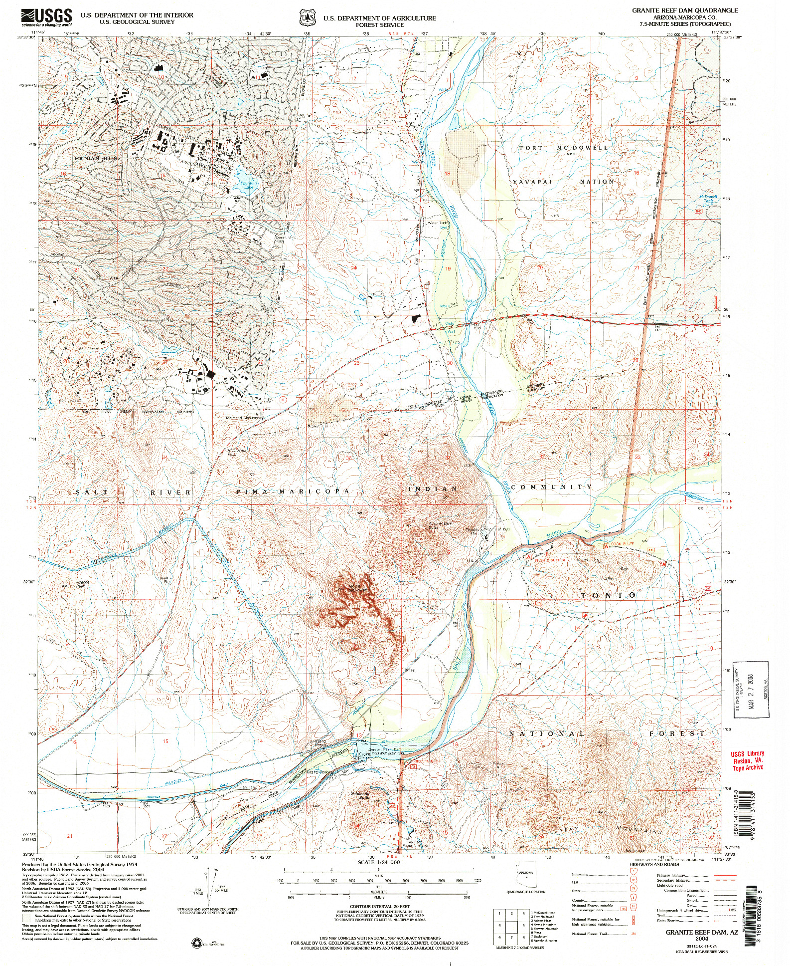 USGS 1:24000-SCALE QUADRANGLE FOR GRANITE REEF DAM, AZ 2004
