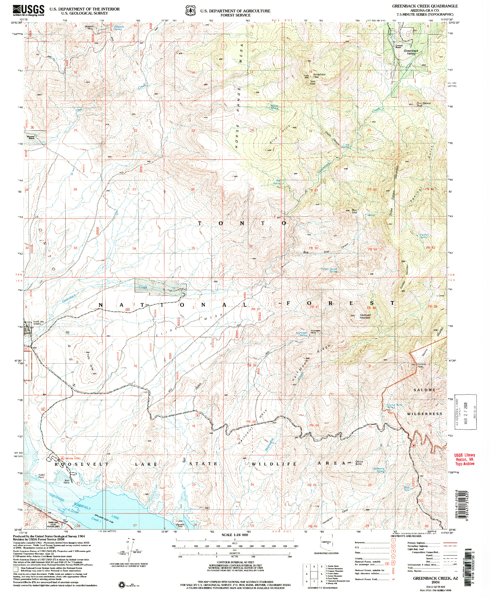USGS 1:24000-SCALE QUADRANGLE FOR GREENBACK CREEK, AZ 2004