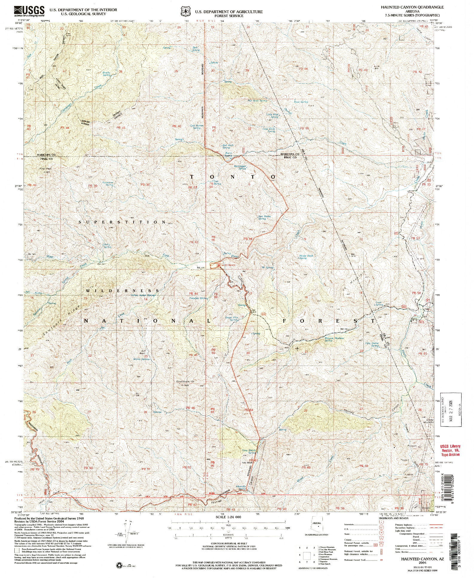 USGS 1:24000-SCALE QUADRANGLE FOR HAUNTED CANYON, AZ 2004