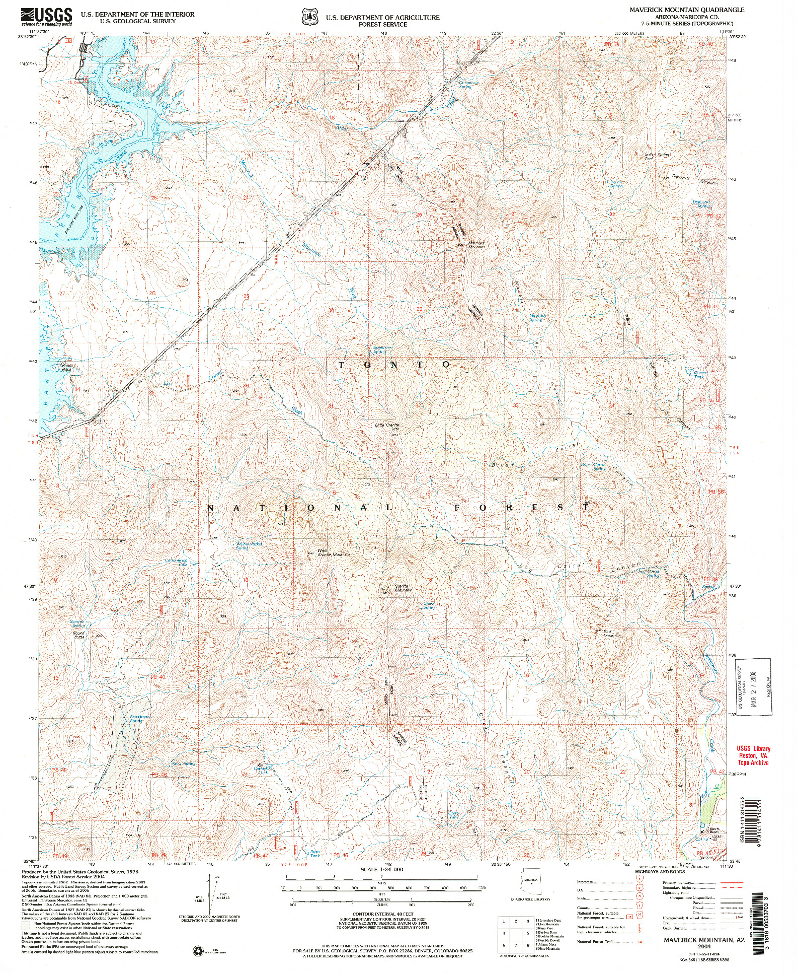 USGS 1:24000-SCALE QUADRANGLE FOR MAVERICK MOUNTAIN, AZ 2004