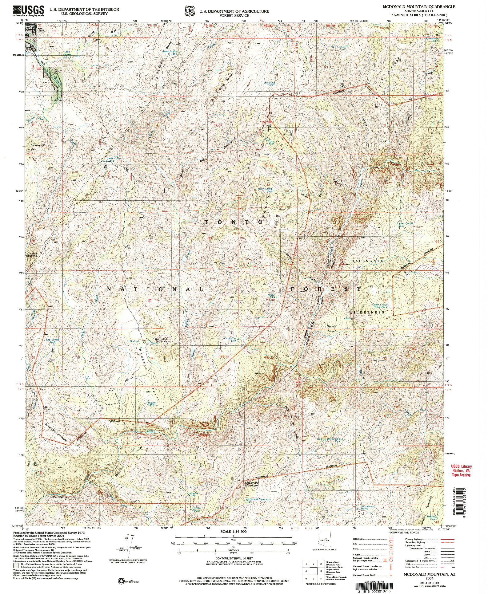 USGS 1:24000-SCALE QUADRANGLE FOR MCDONALD MOUNTAIN, AZ 2004