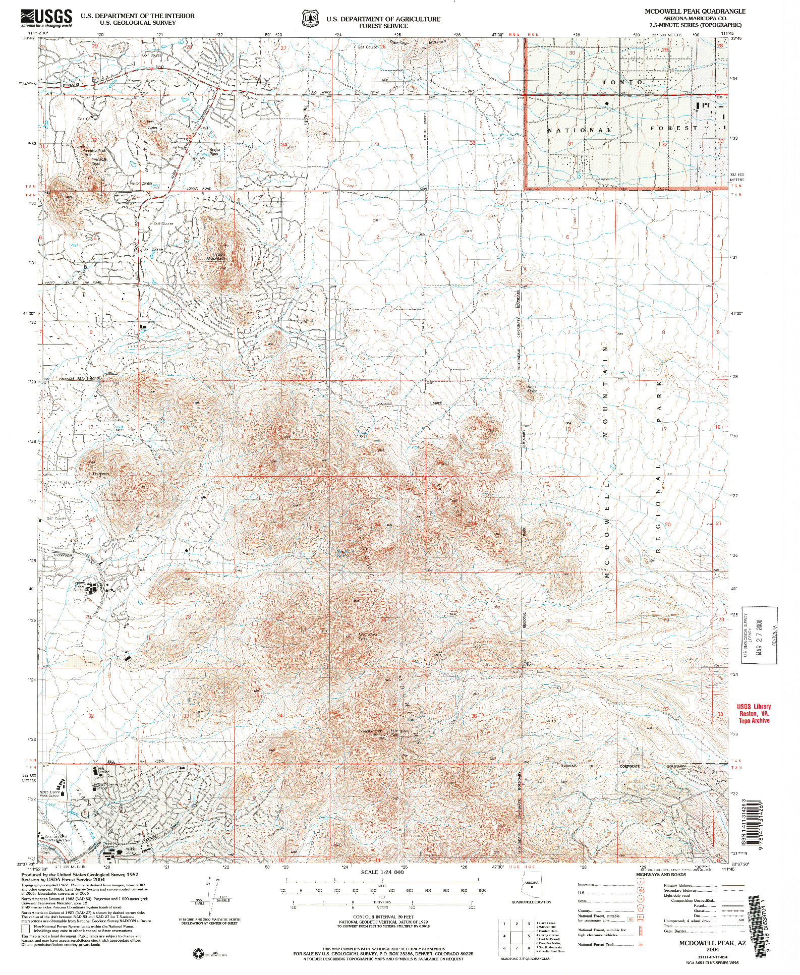 USGS 1:24000-SCALE QUADRANGLE FOR MCDOWELL PEAK, AZ 2004