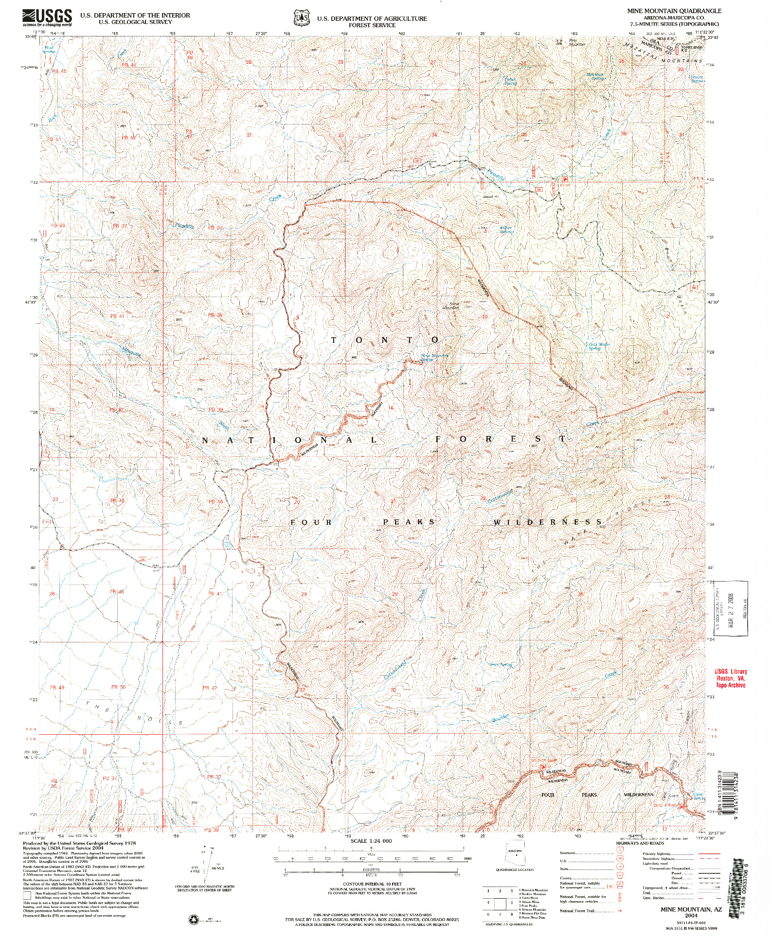 USGS 1:24000-SCALE QUADRANGLE FOR MINE MOUNTAIN, AZ 2004