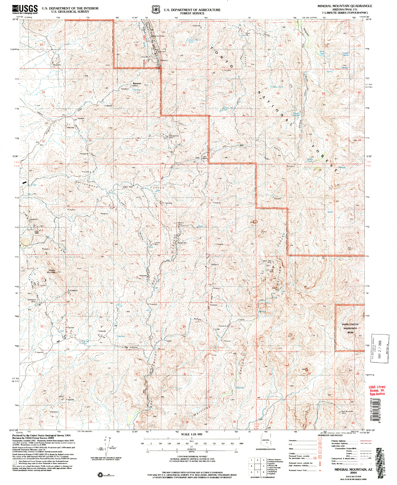USGS 1:24000-SCALE QUADRANGLE FOR MINERAL MOUNTAIN, AZ 2004