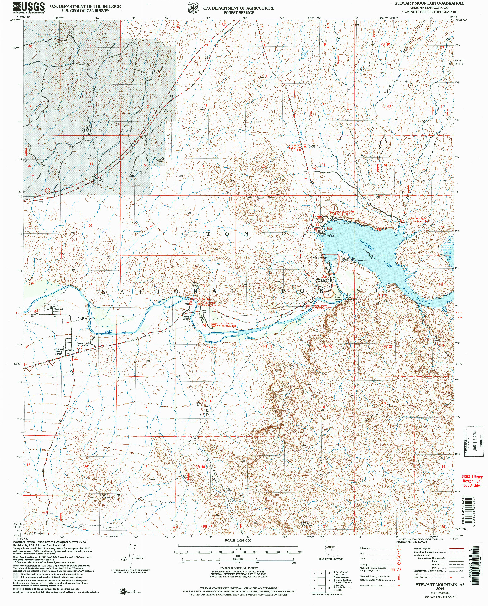 USGS 1:24000-SCALE QUADRANGLE FOR STEWART MOUNTAIN, AZ 2004