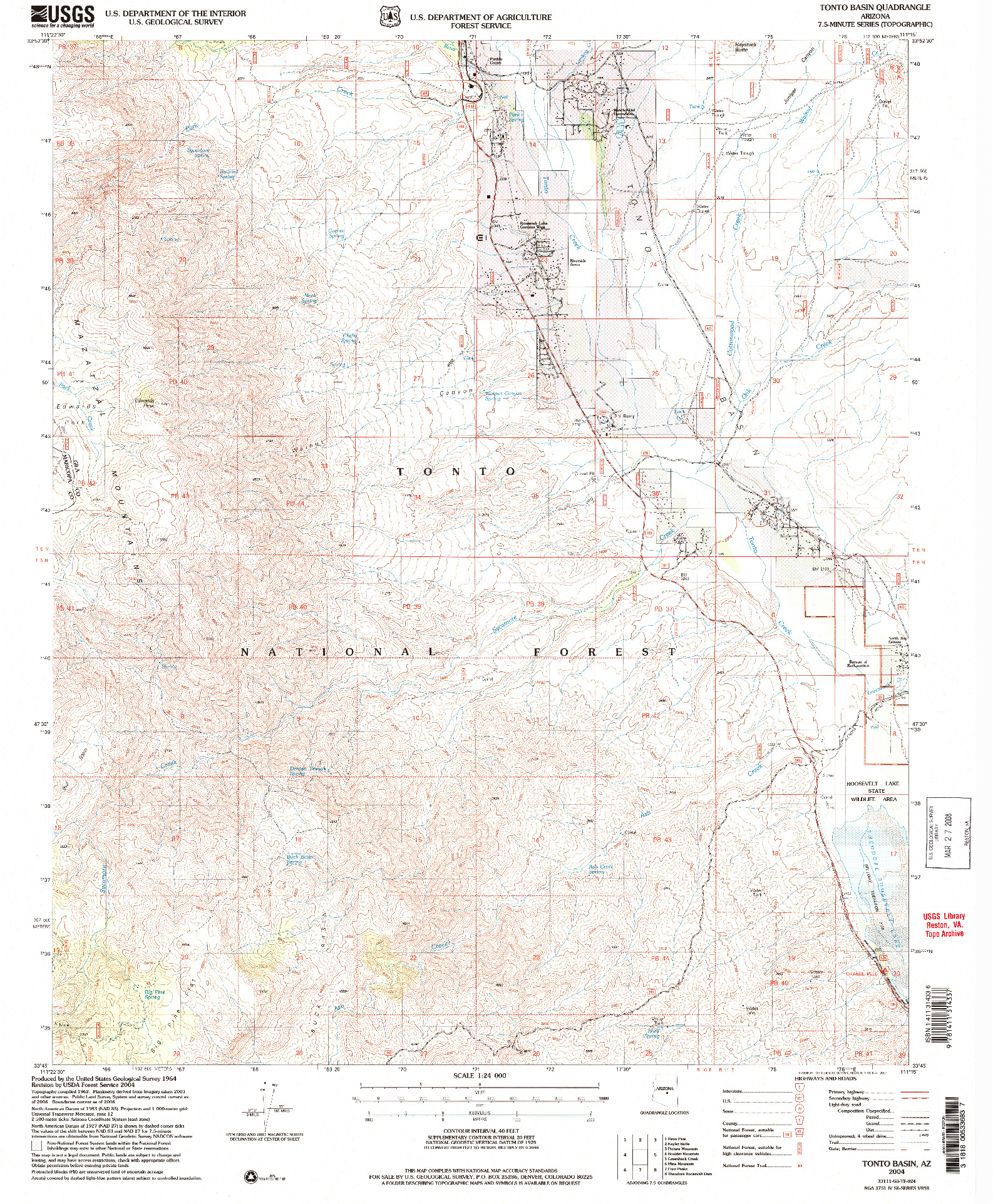 USGS 1:24000-SCALE QUADRANGLE FOR TONTO BASIN, AZ 2004