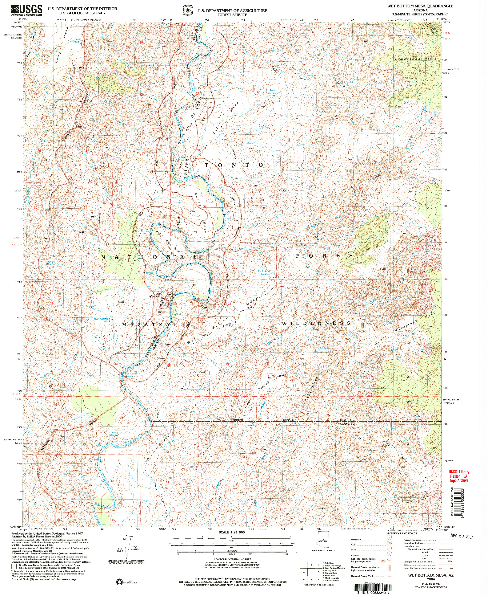 USGS 1:24000-SCALE QUADRANGLE FOR WET BOTTOM MESA, AZ 2004