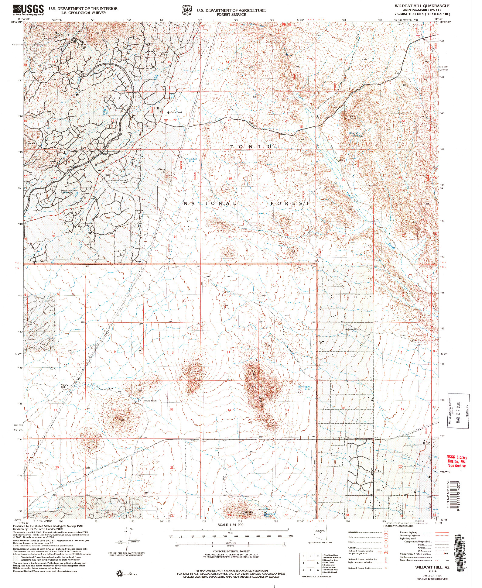 USGS 1:24000-SCALE QUADRANGLE FOR WILDCAT HILL, AZ 2004