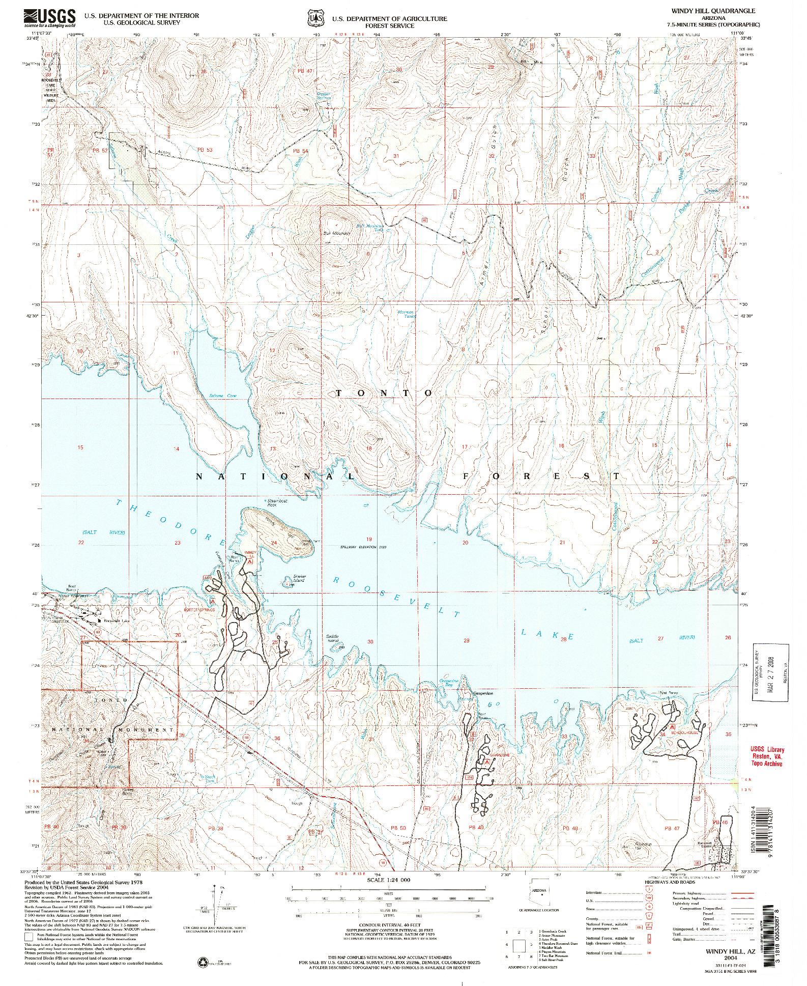 USGS 1:24000-SCALE QUADRANGLE FOR WINDY HILL, AZ 2004