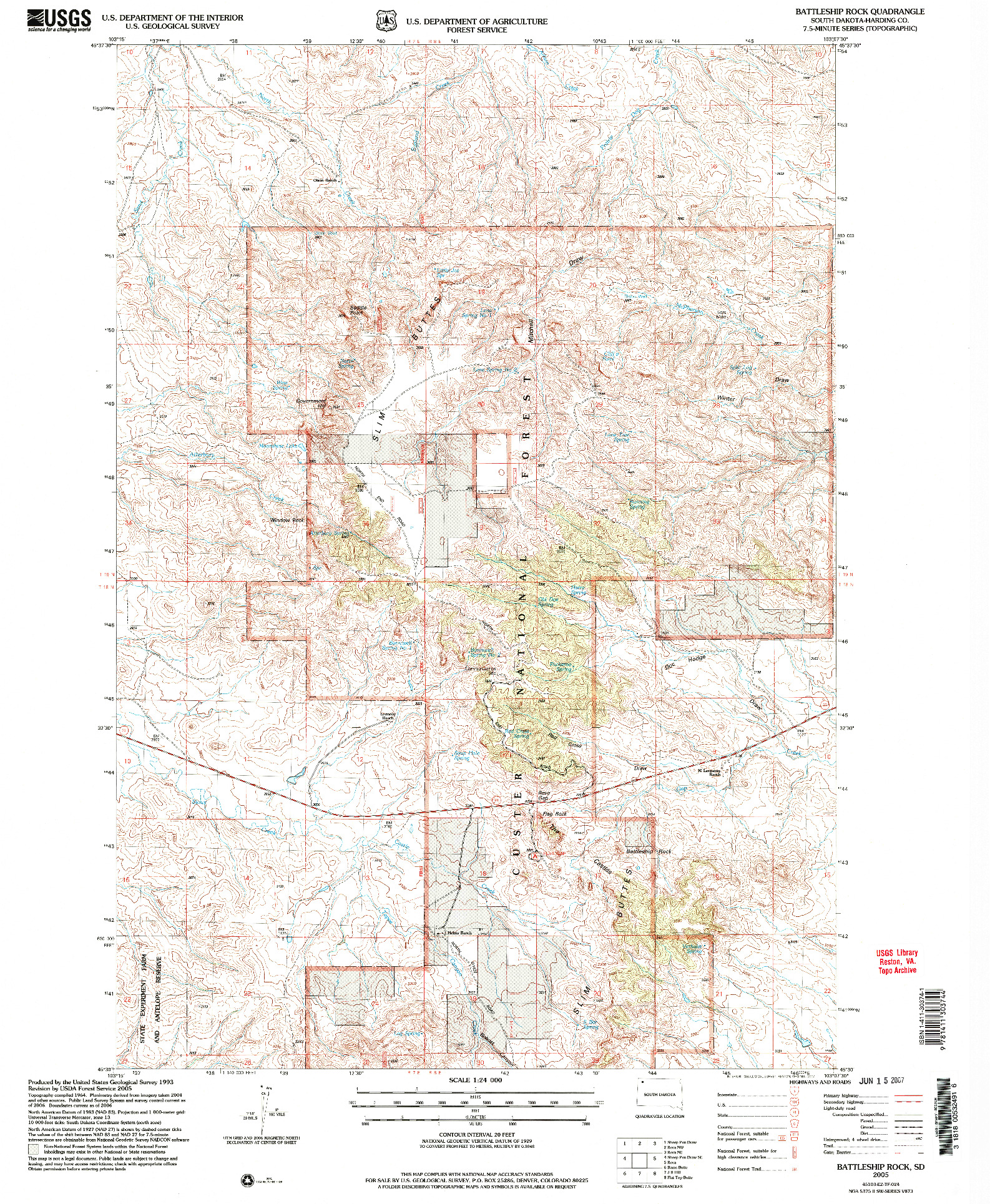 USGS 1:24000-SCALE QUADRANGLE FOR BATTLESHIP ROCK, SD 2005