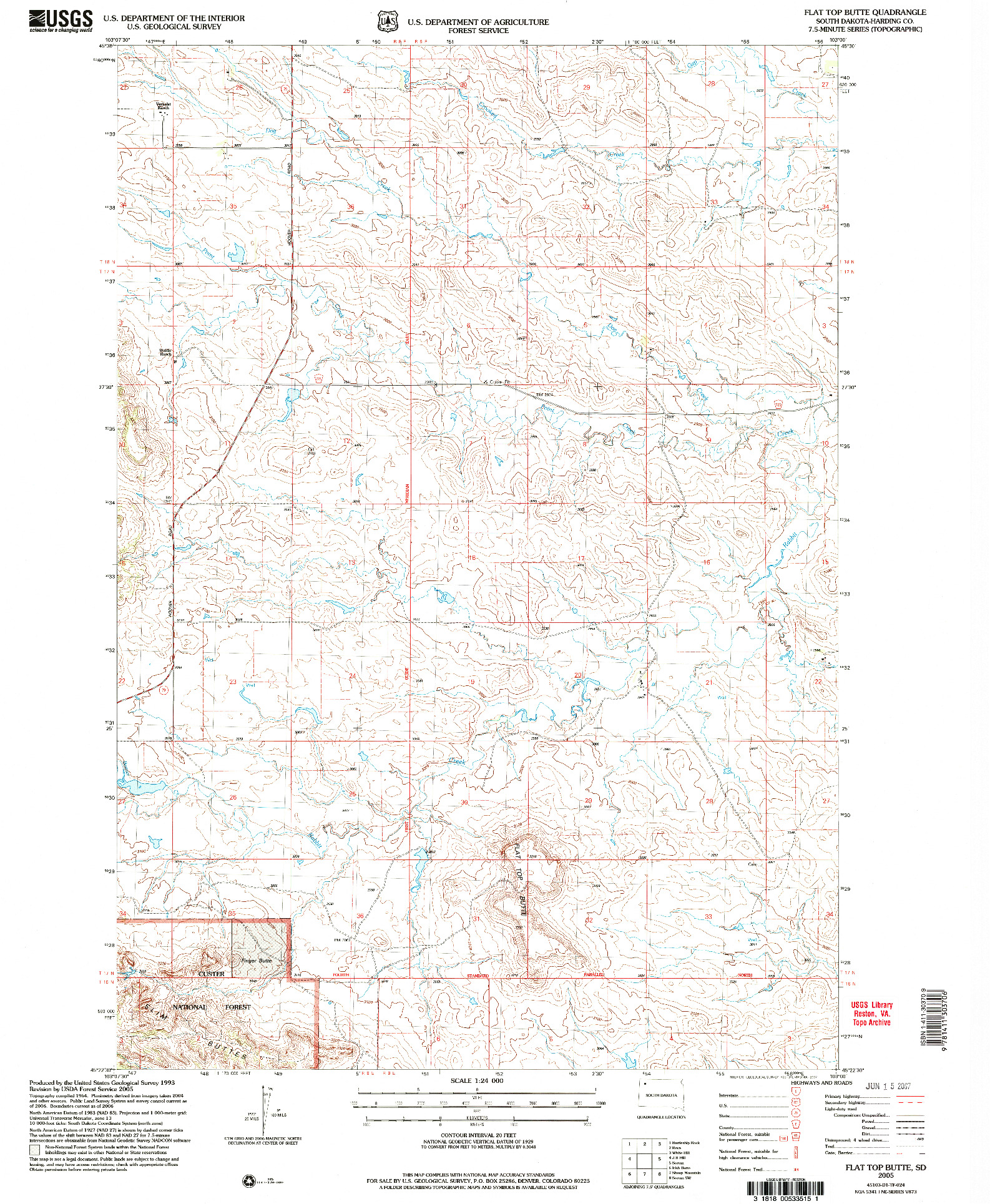 USGS 1:24000-SCALE QUADRANGLE FOR FLAT TOP BUTTE, SD 2005