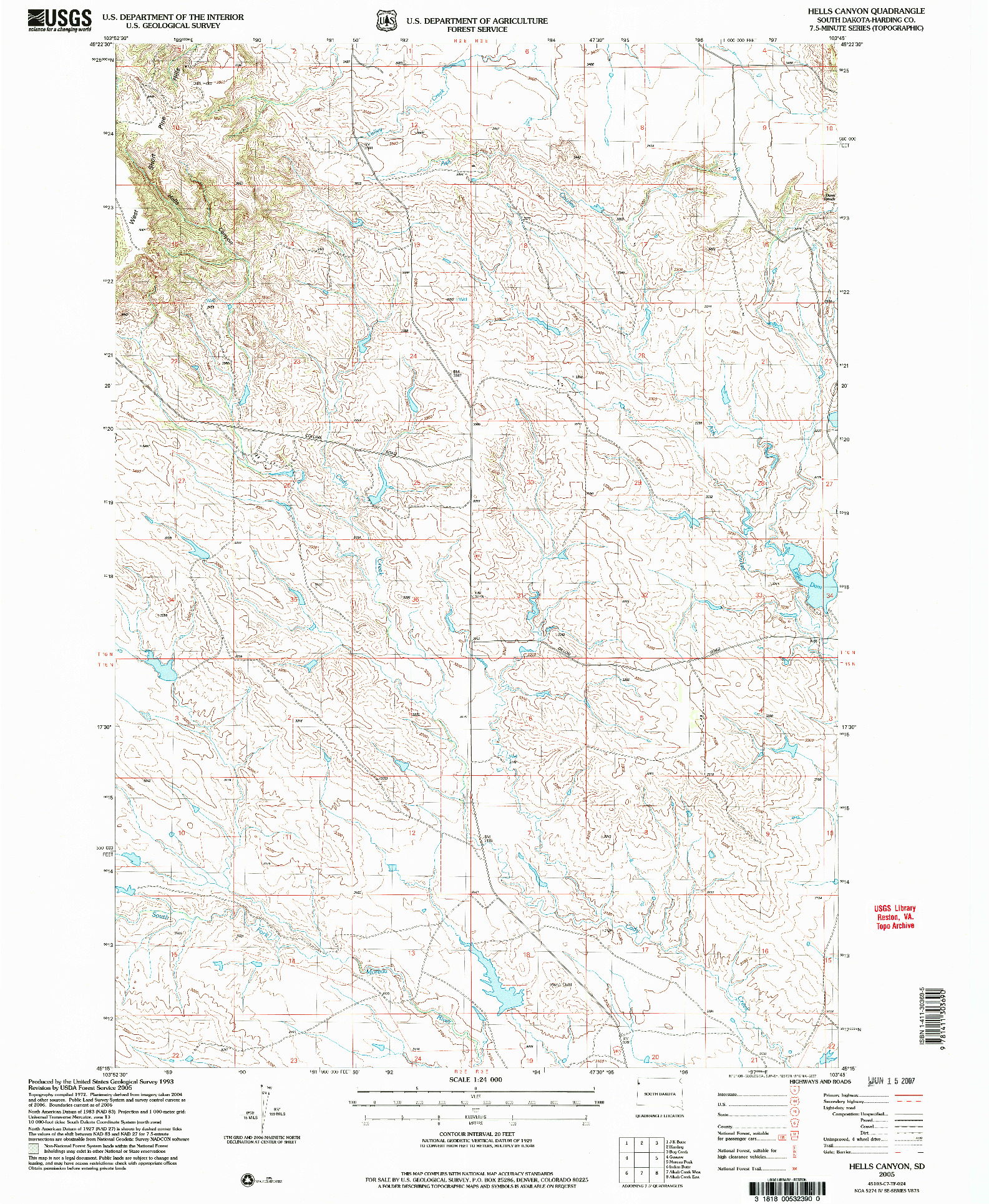 USGS 1:24000-SCALE QUADRANGLE FOR HELLS CANYON, SD 2005