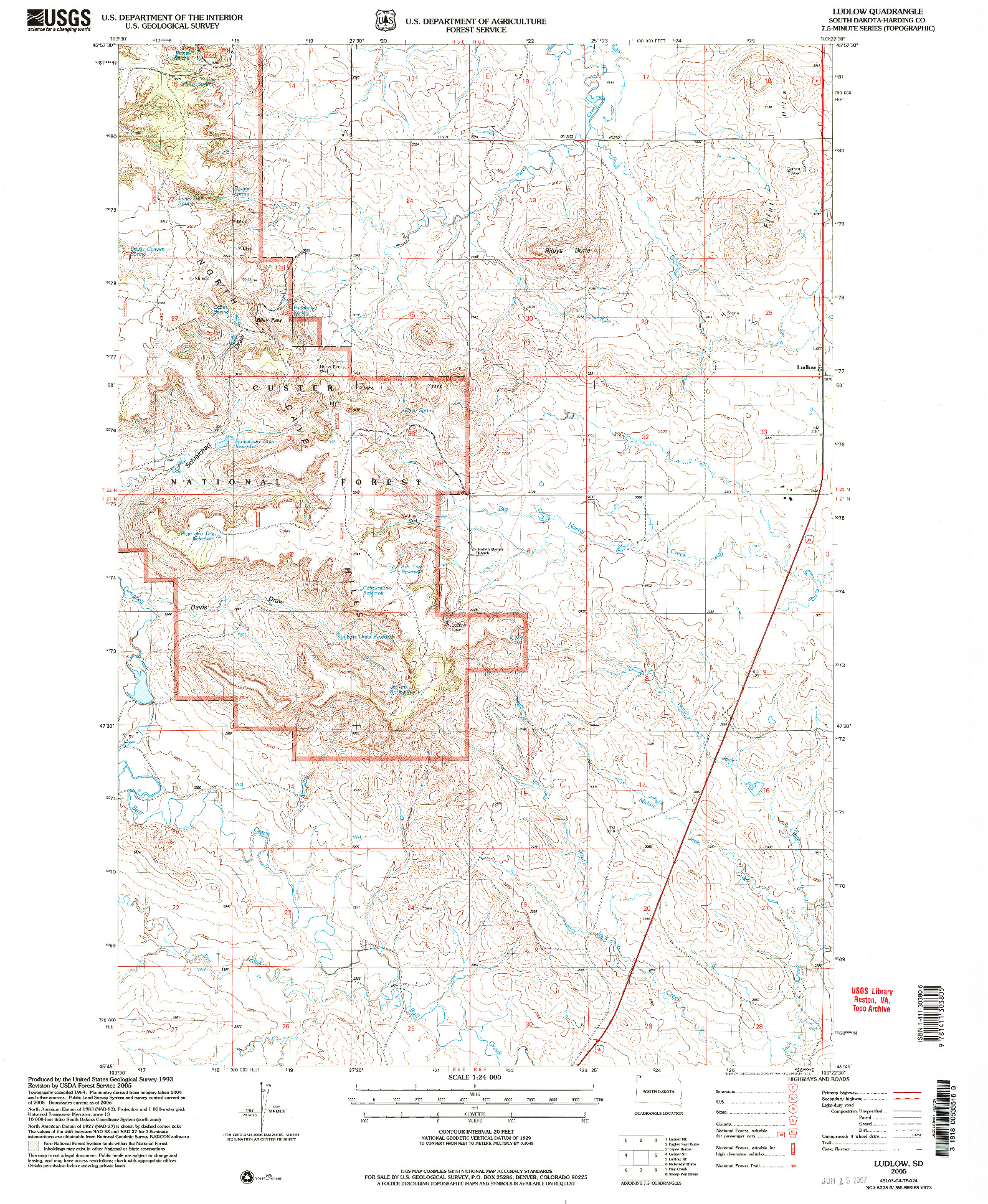 USGS 1:24000-SCALE QUADRANGLE FOR LUDLOW, SD 2005