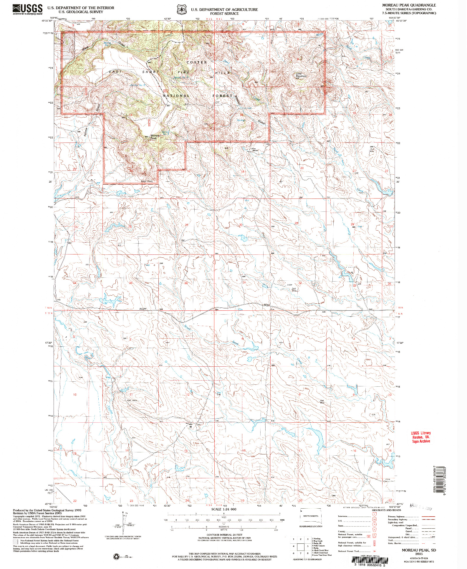 USGS 1:24000-SCALE QUADRANGLE FOR MOREAU PEAK, SD 2005