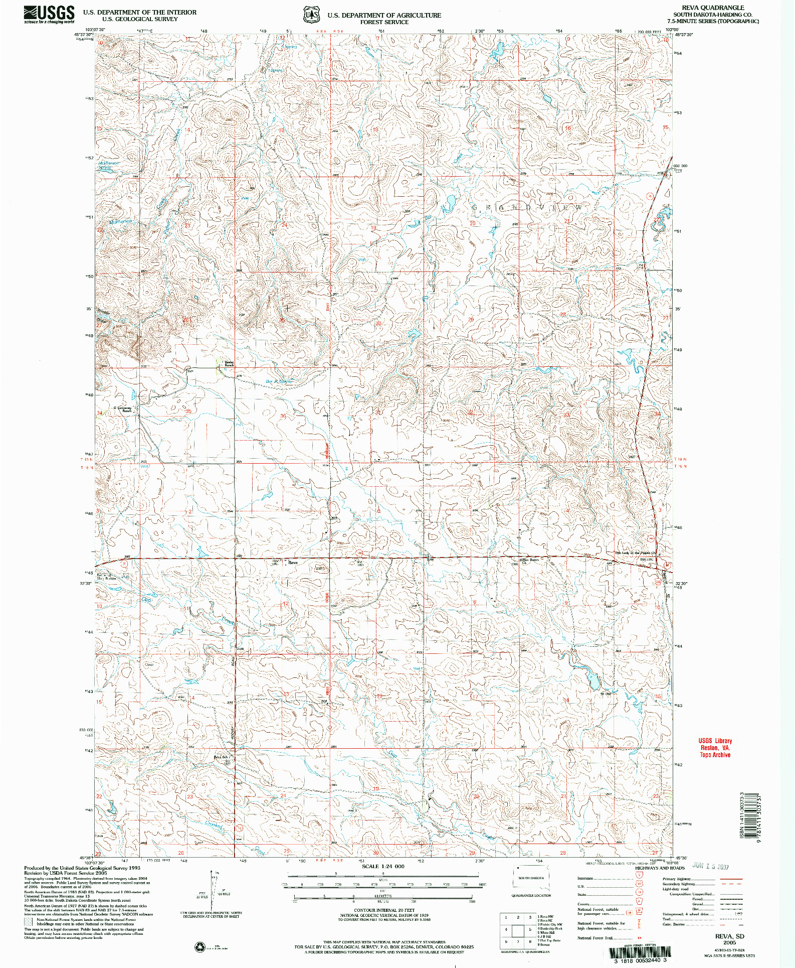 USGS 1:24000-SCALE QUADRANGLE FOR REVA, SD 2005