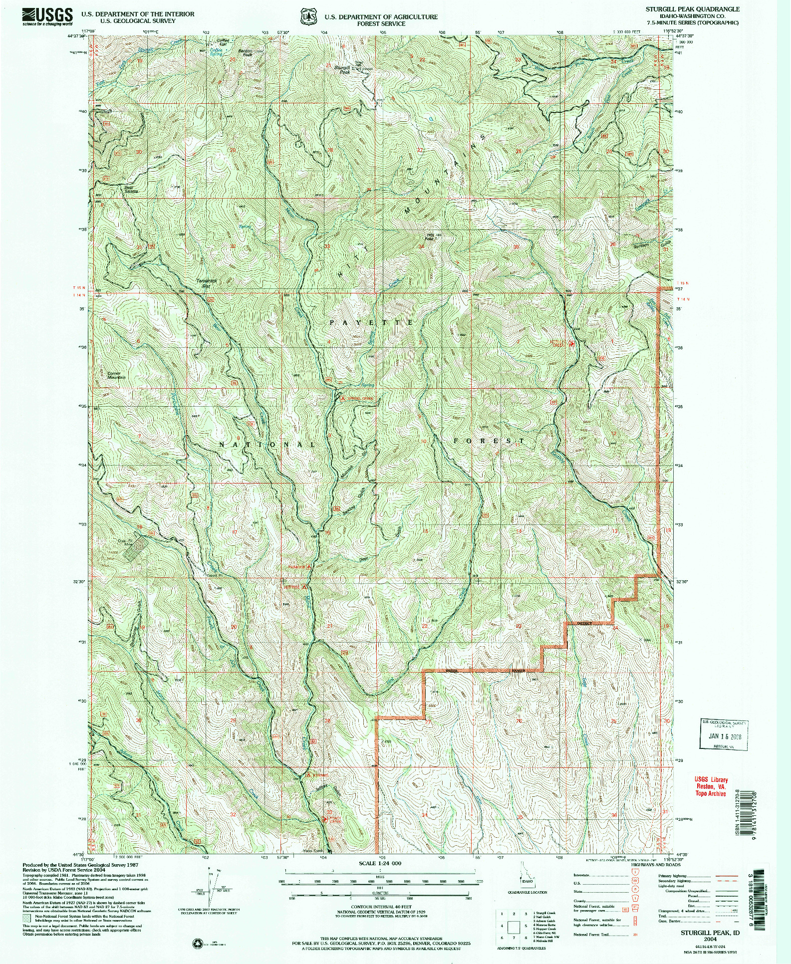 USGS 1:24000-SCALE QUADRANGLE FOR STURGILL PEAK, ID 2004