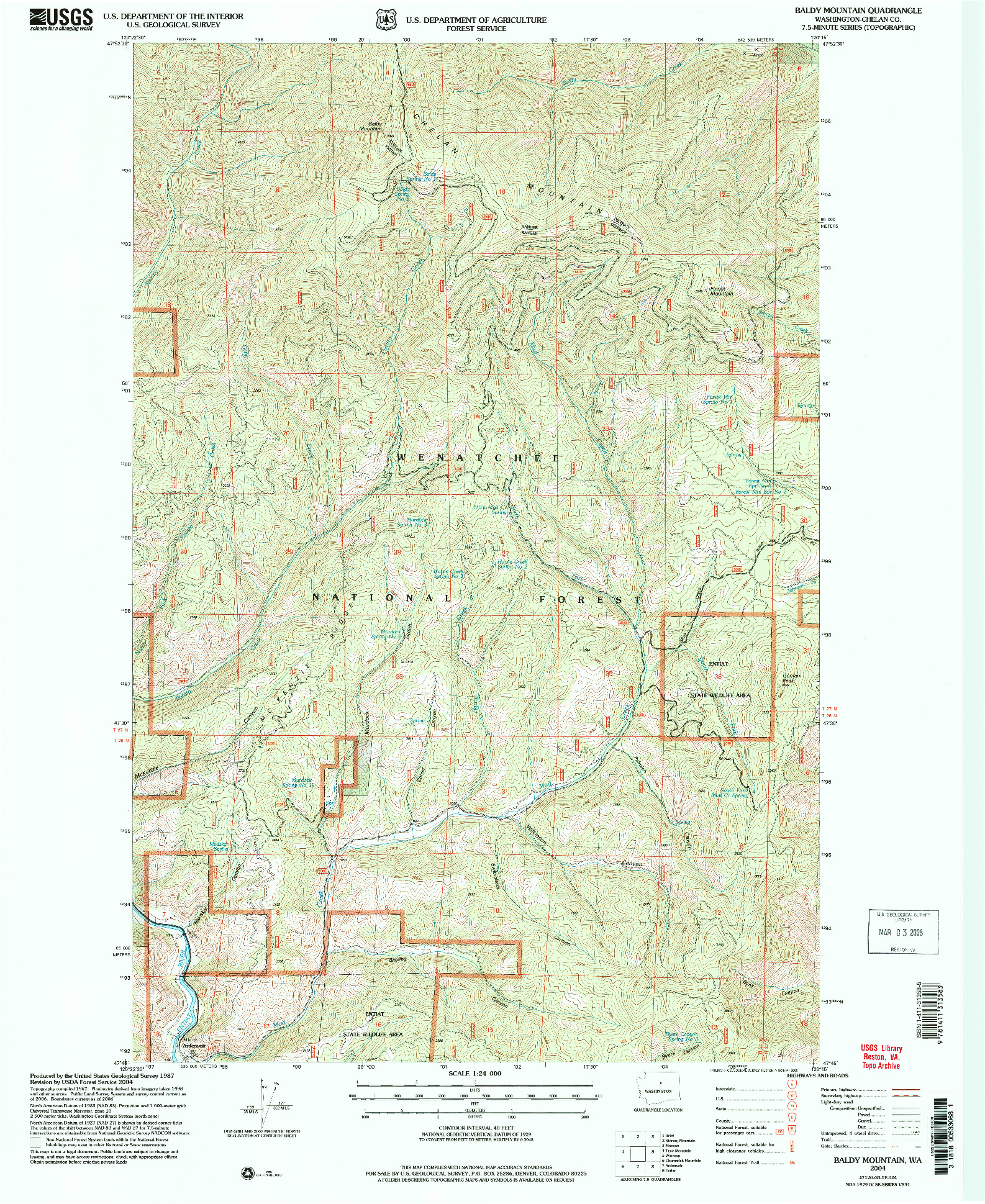 USGS 1:24000-SCALE QUADRANGLE FOR BALDY MOUNTAIN, WA 2004