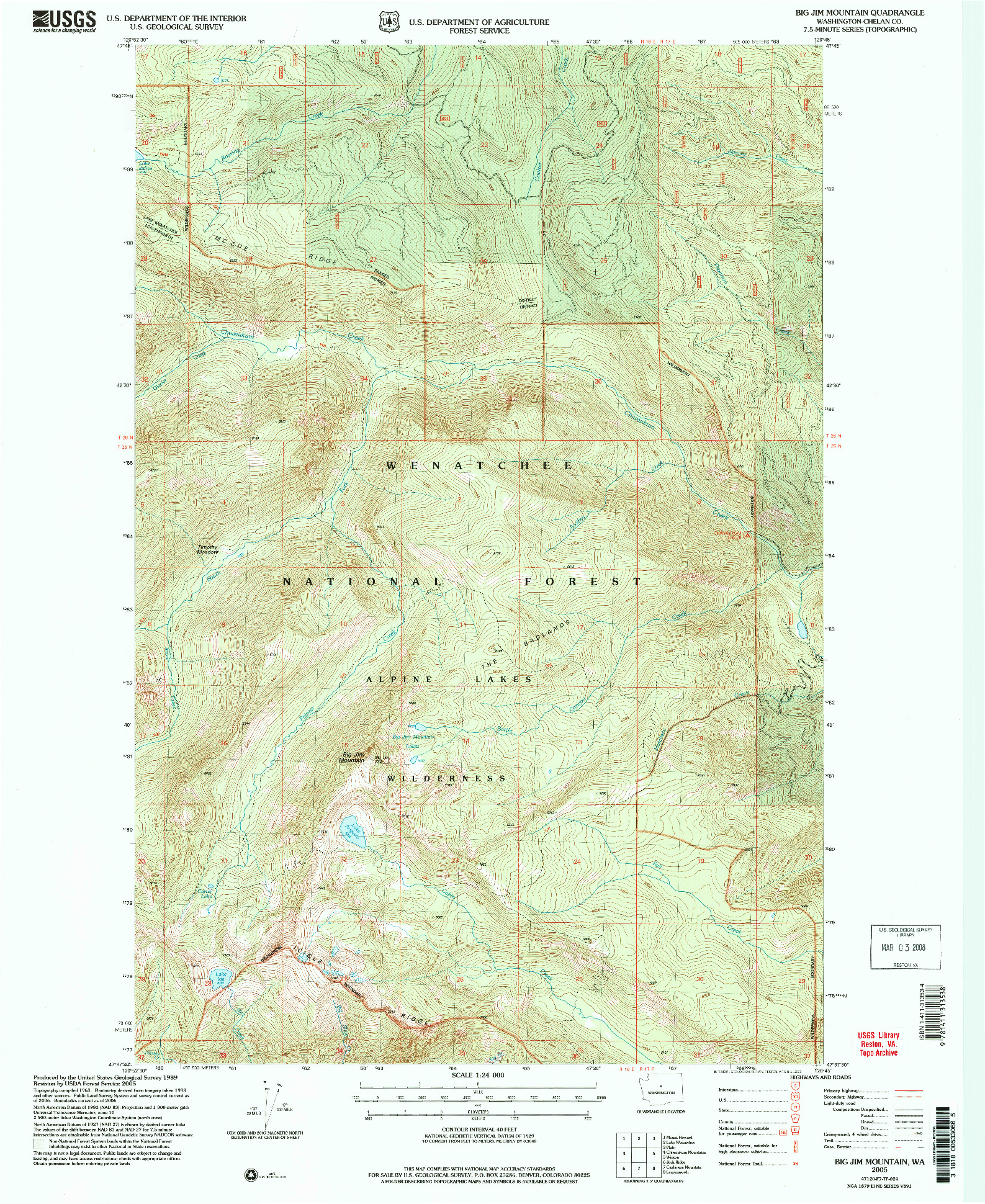 USGS 1:24000-SCALE QUADRANGLE FOR BIG JIM MOUNTAIN, WA 2005