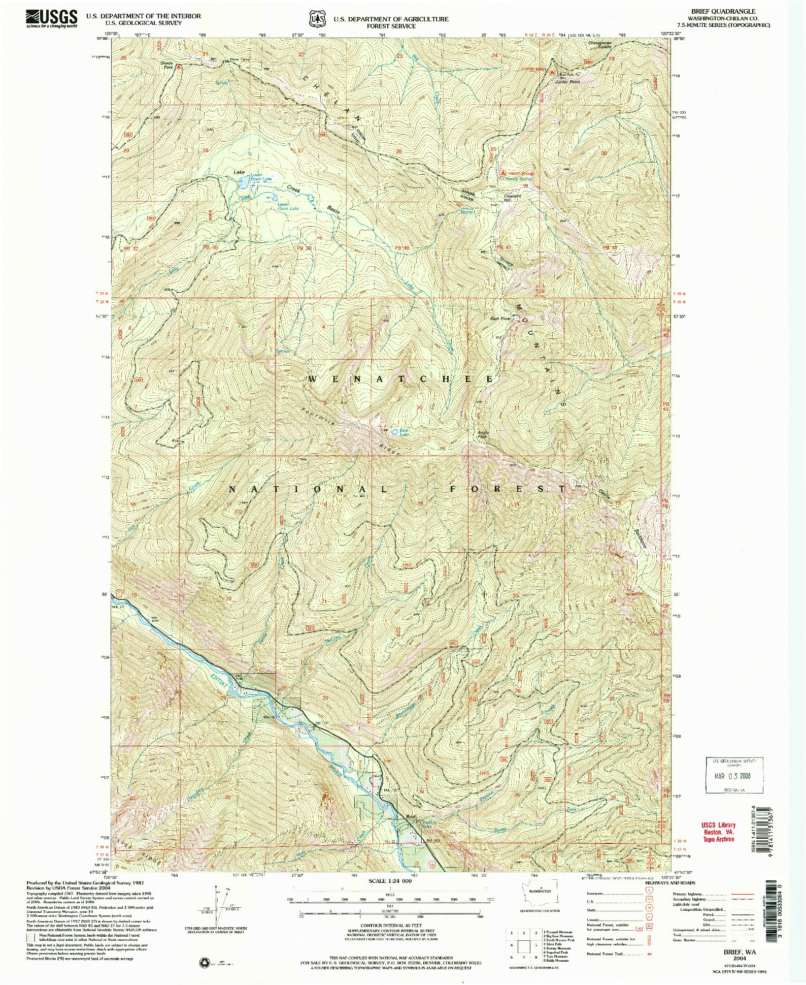 USGS 1:24000-SCALE QUADRANGLE FOR BRIEF, WA 2004