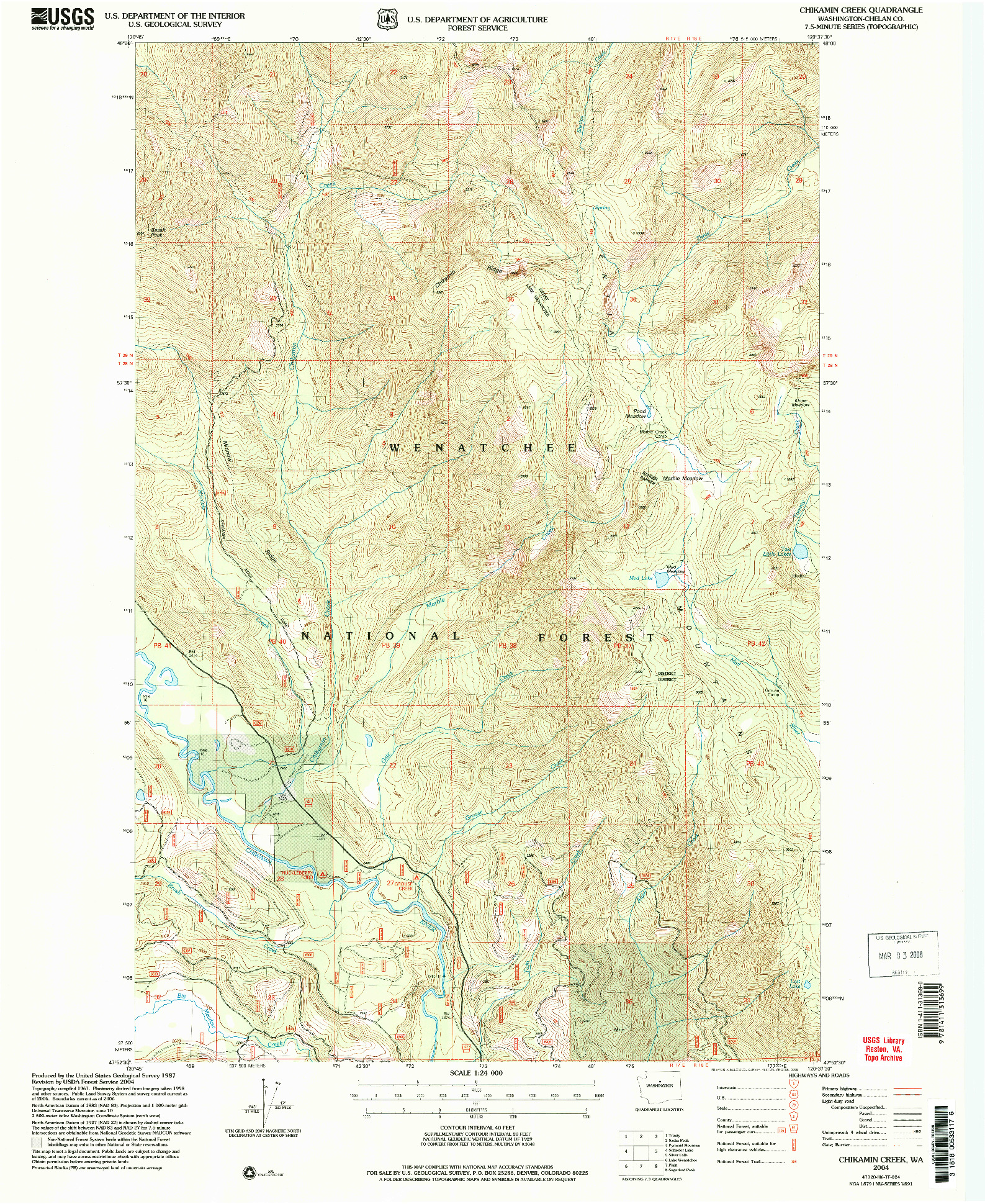USGS 1:24000-SCALE QUADRANGLE FOR CHIKAMIN CREEK, WA 2004