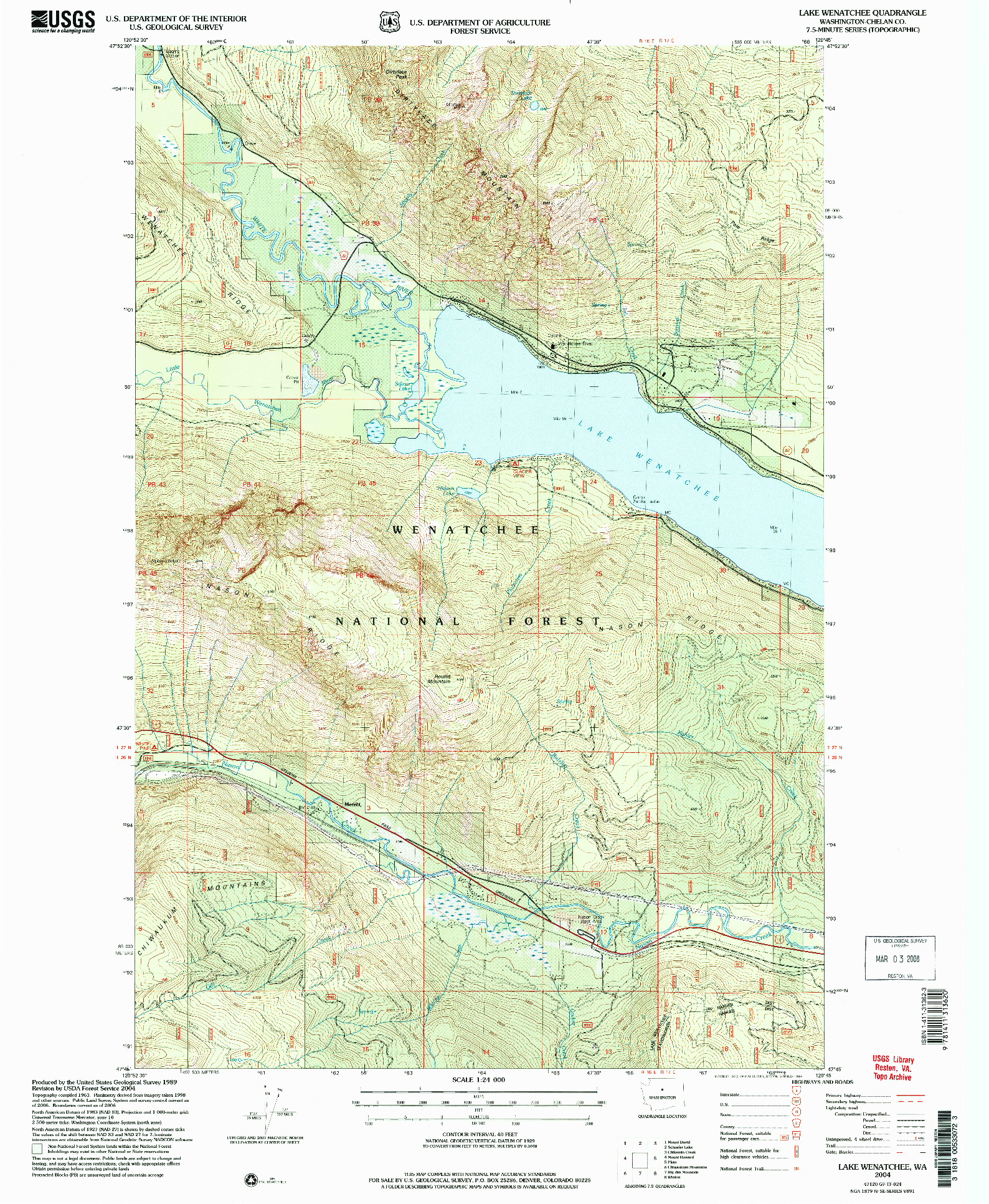 USGS 1:24000-SCALE QUADRANGLE FOR LAKE WENATCHEE, WA 2004