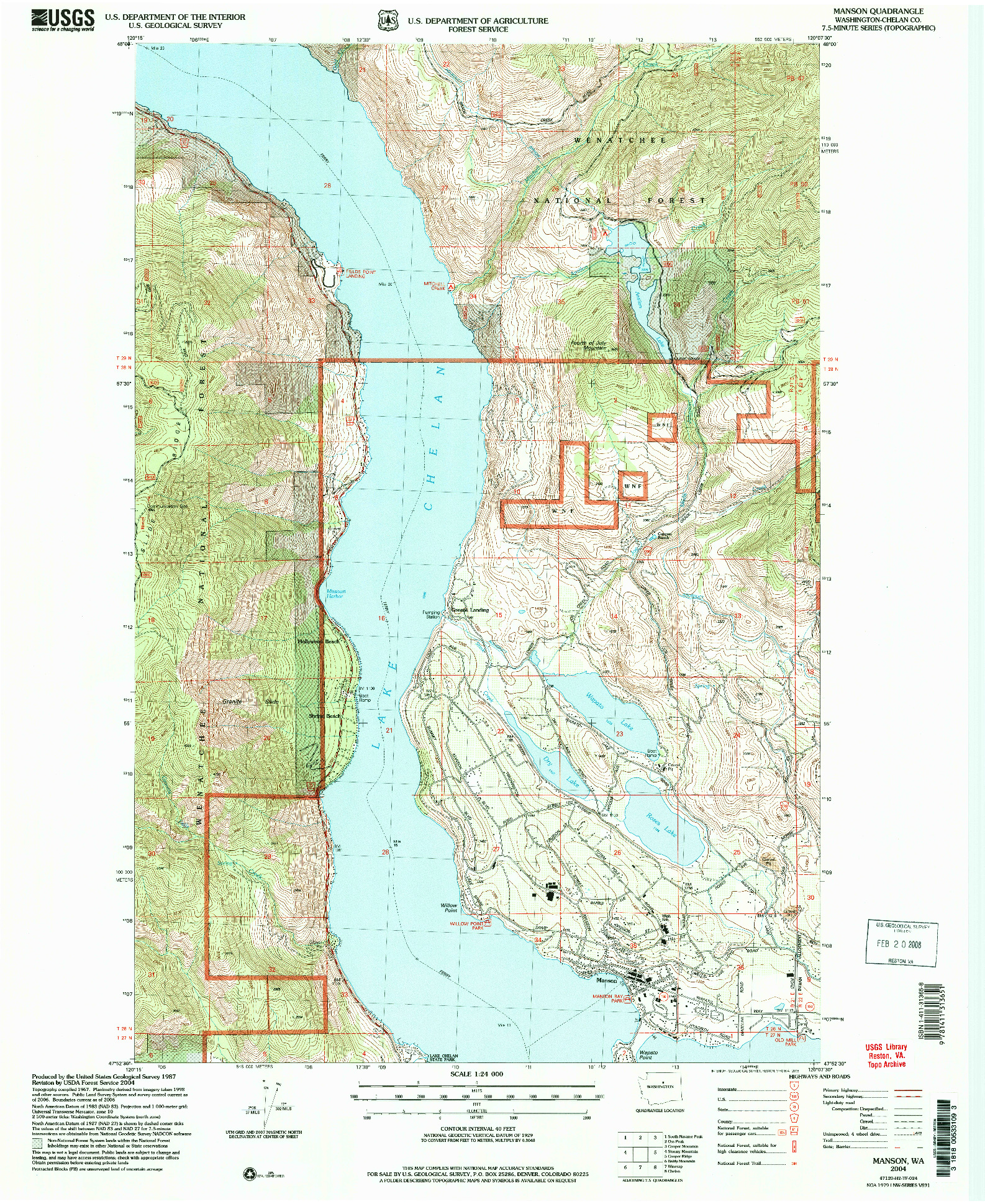 USGS 1:24000-SCALE QUADRANGLE FOR MANSON, WA 2004