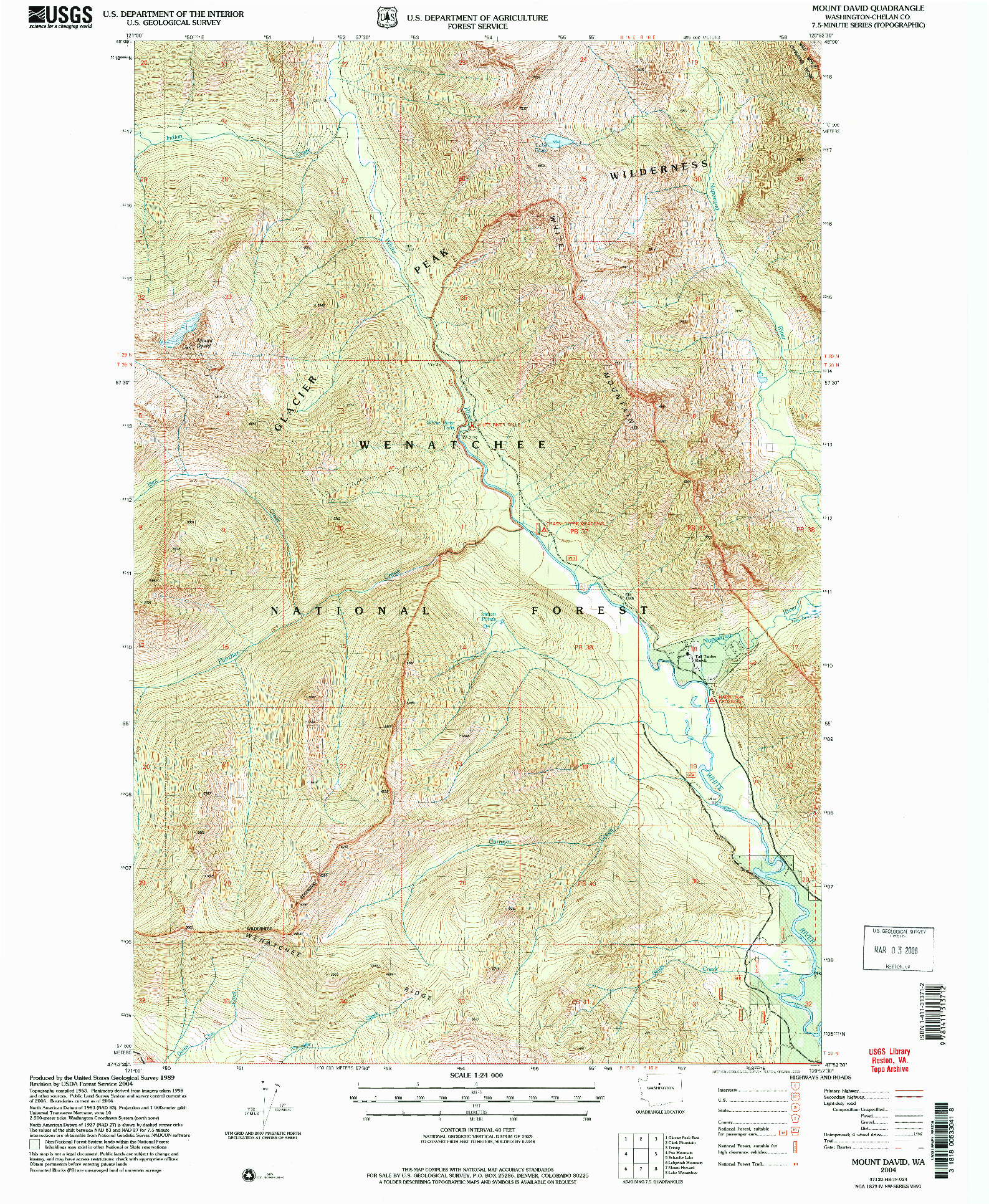 USGS 1:24000-SCALE QUADRANGLE FOR MOUNT DAVID, WA 2004