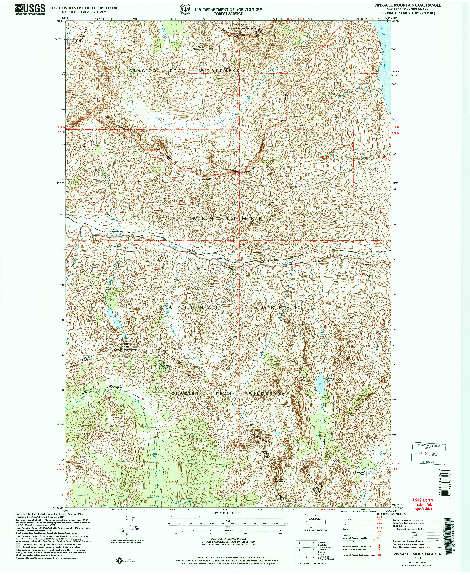 USGS 1:24000-SCALE QUADRANGLE FOR PINNACLE MOUNTAIN, WA 2004