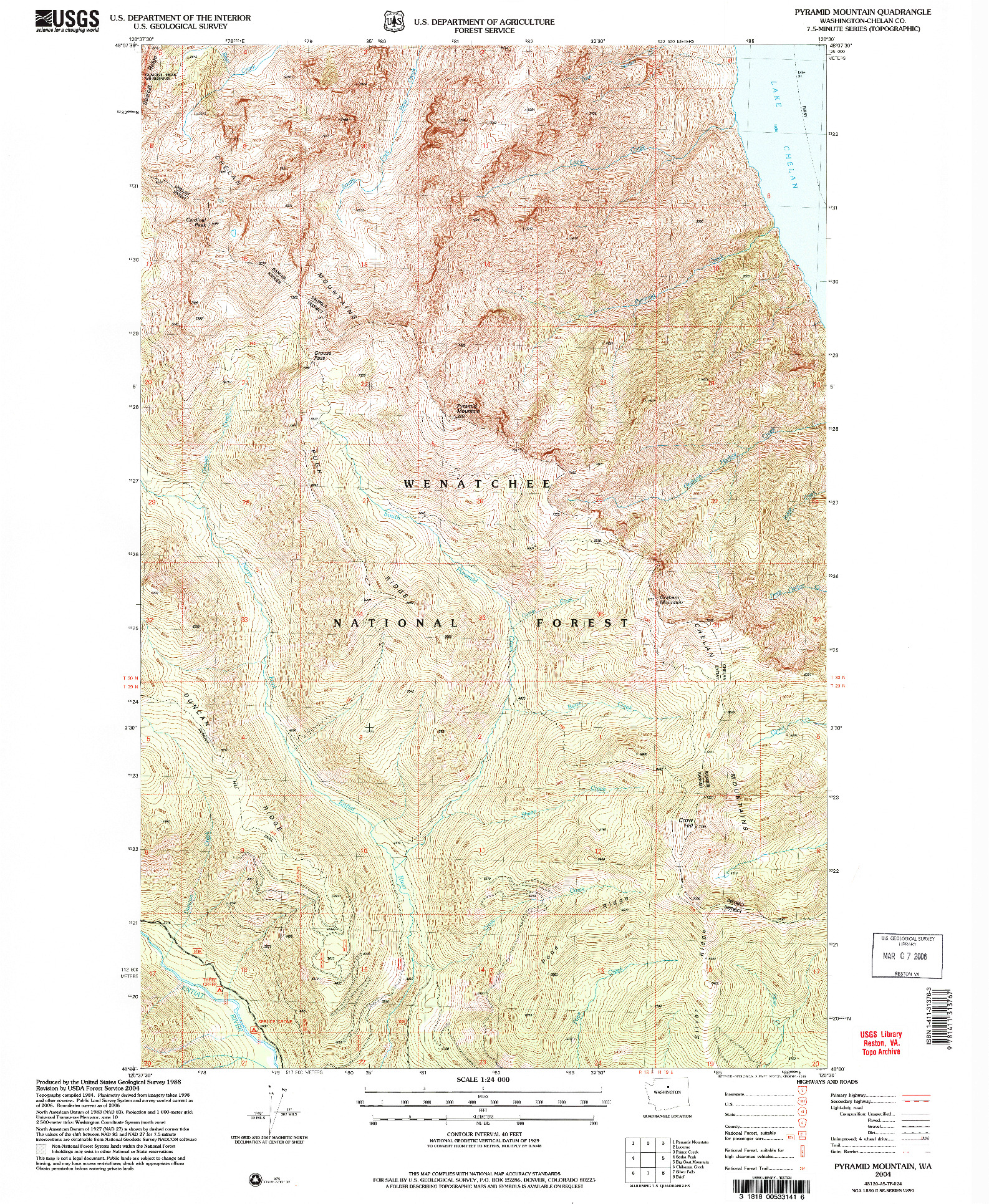 USGS 1:24000-SCALE QUADRANGLE FOR PYRAMID MOUNTAIN, WA 2004