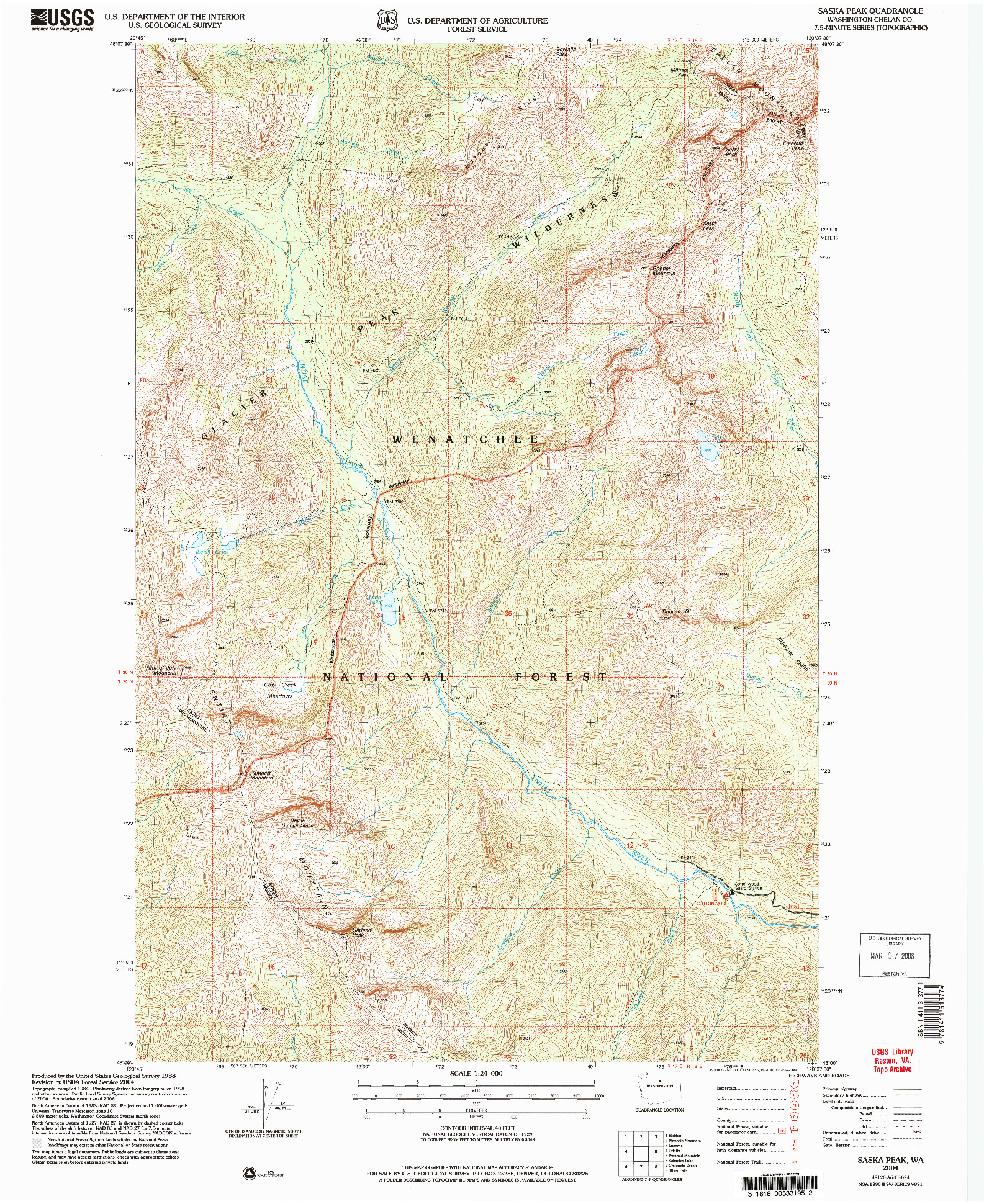 USGS 1:24000-SCALE QUADRANGLE FOR SASKA PEAK, WA 2004