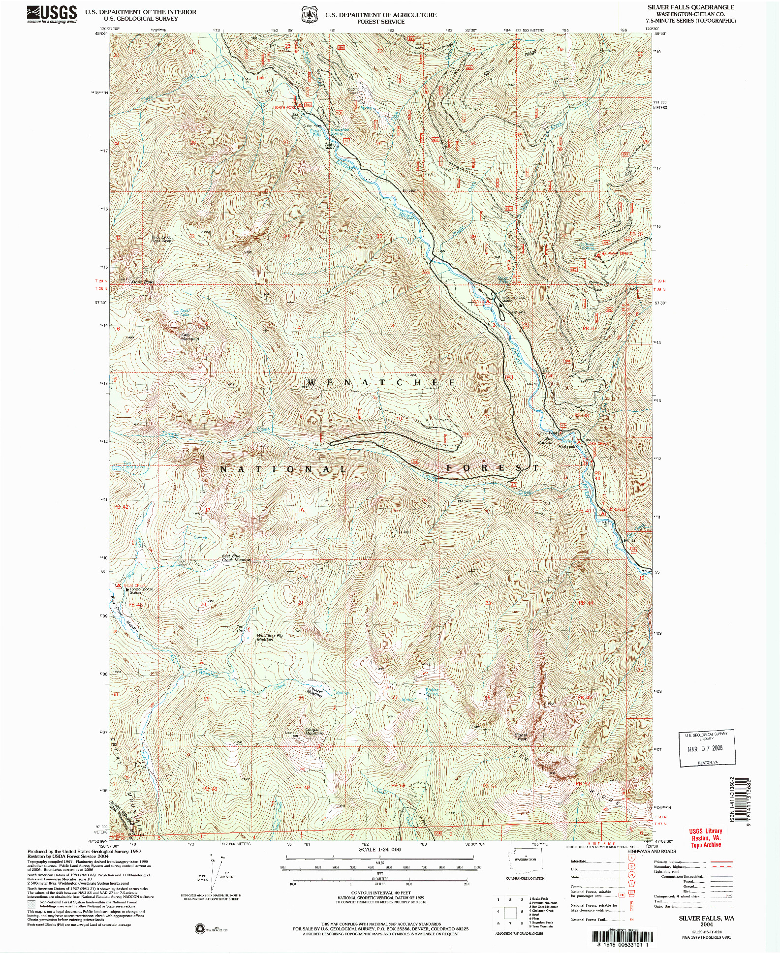 USGS 1:24000-SCALE QUADRANGLE FOR SILVER FALLS, WA 2004