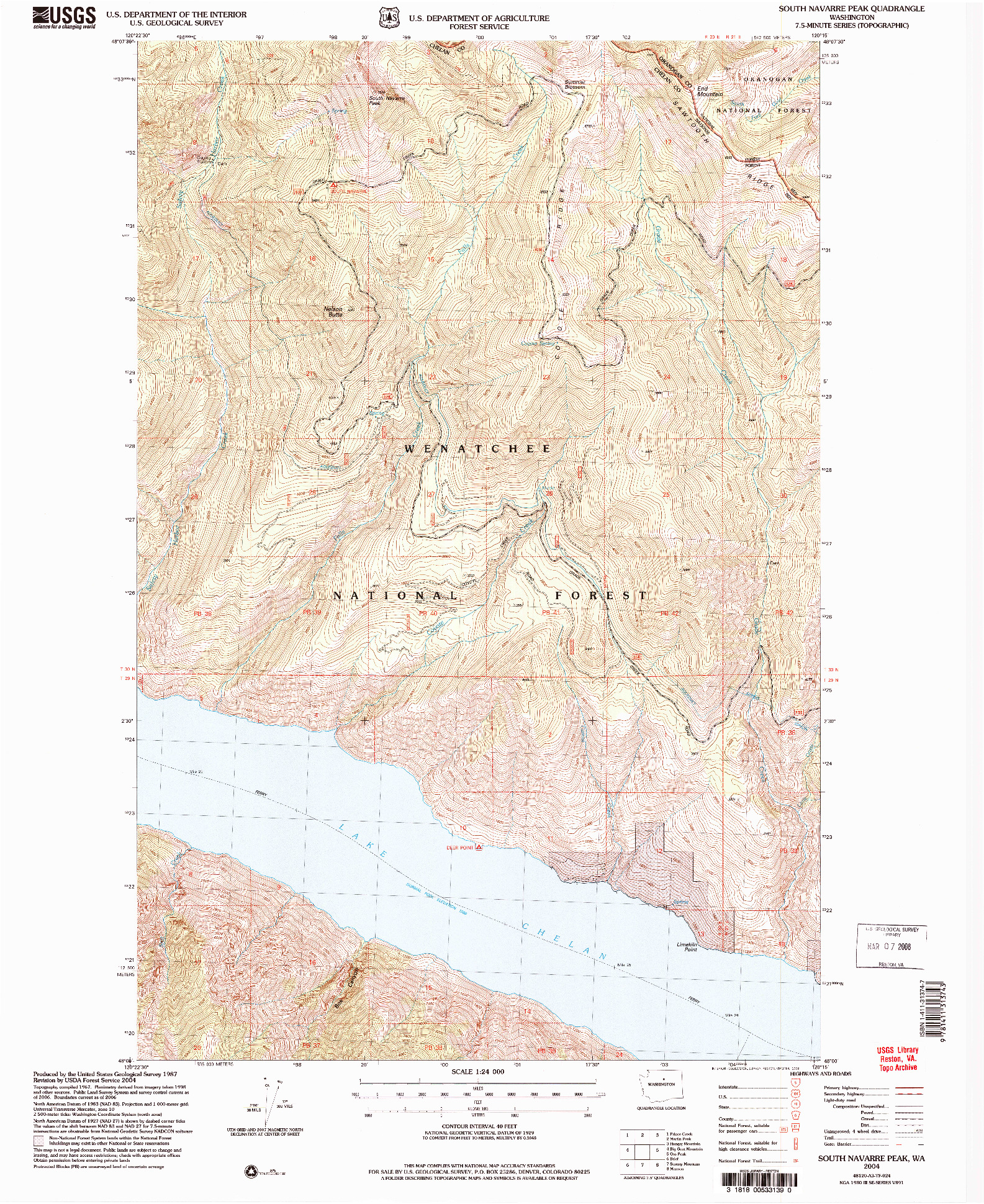 USGS 1:24000-SCALE QUADRANGLE FOR SOUTH NAVARRE PEAK, WA 2004