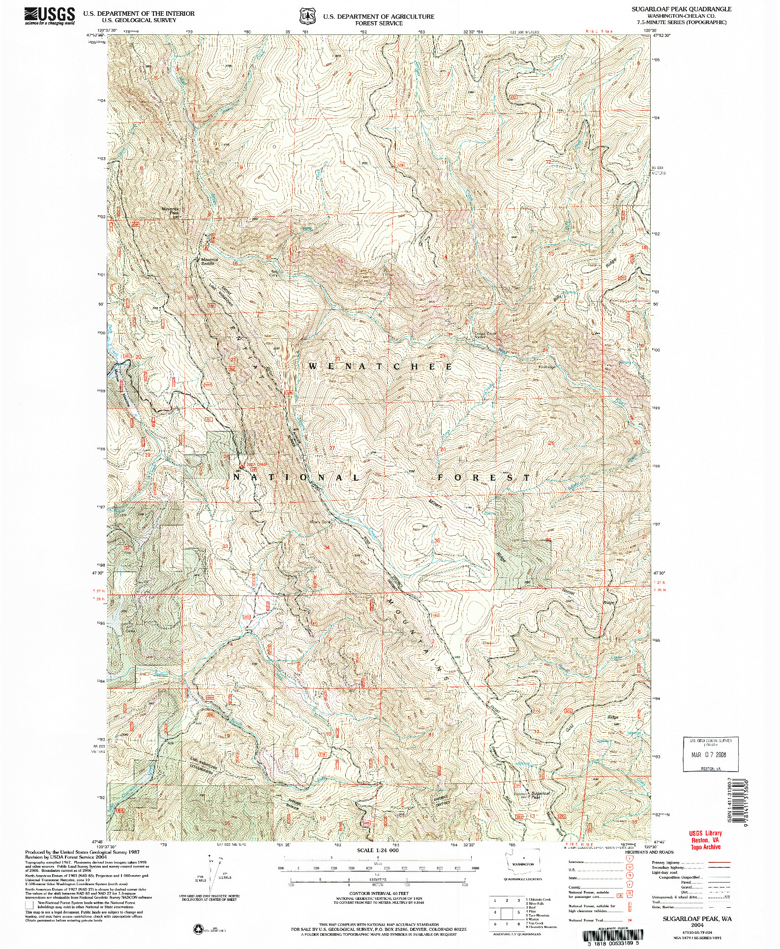 USGS 1:24000-SCALE QUADRANGLE FOR SUGARLOAF PEAK, WA 2004