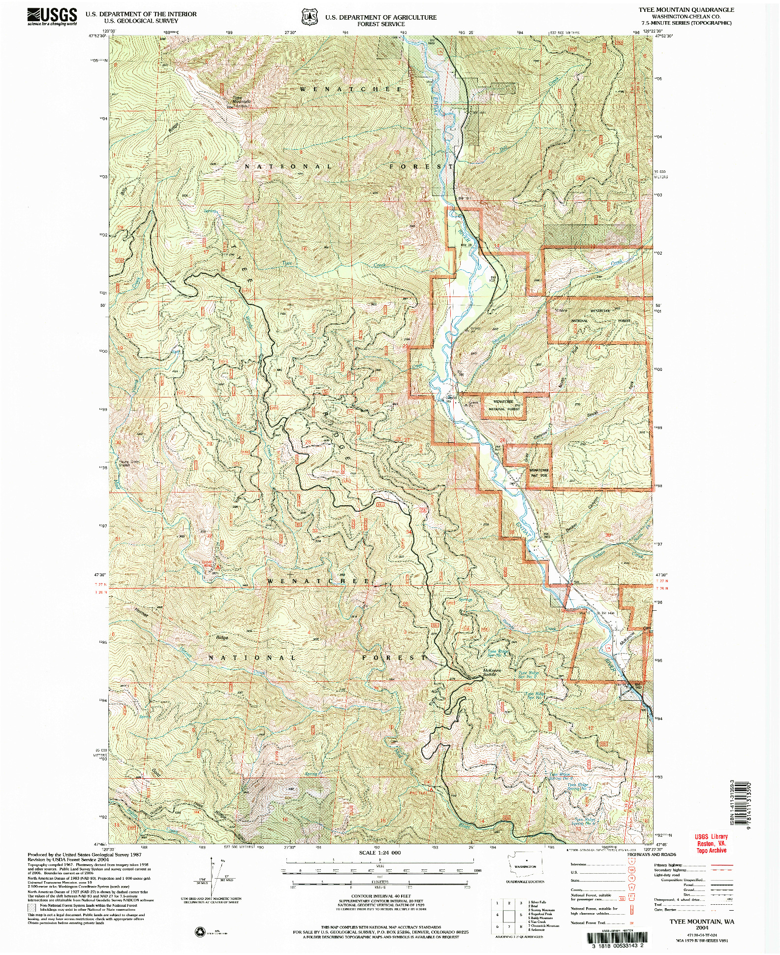 USGS 1:24000-SCALE QUADRANGLE FOR TYEE MOUNTAIN, WA 2004