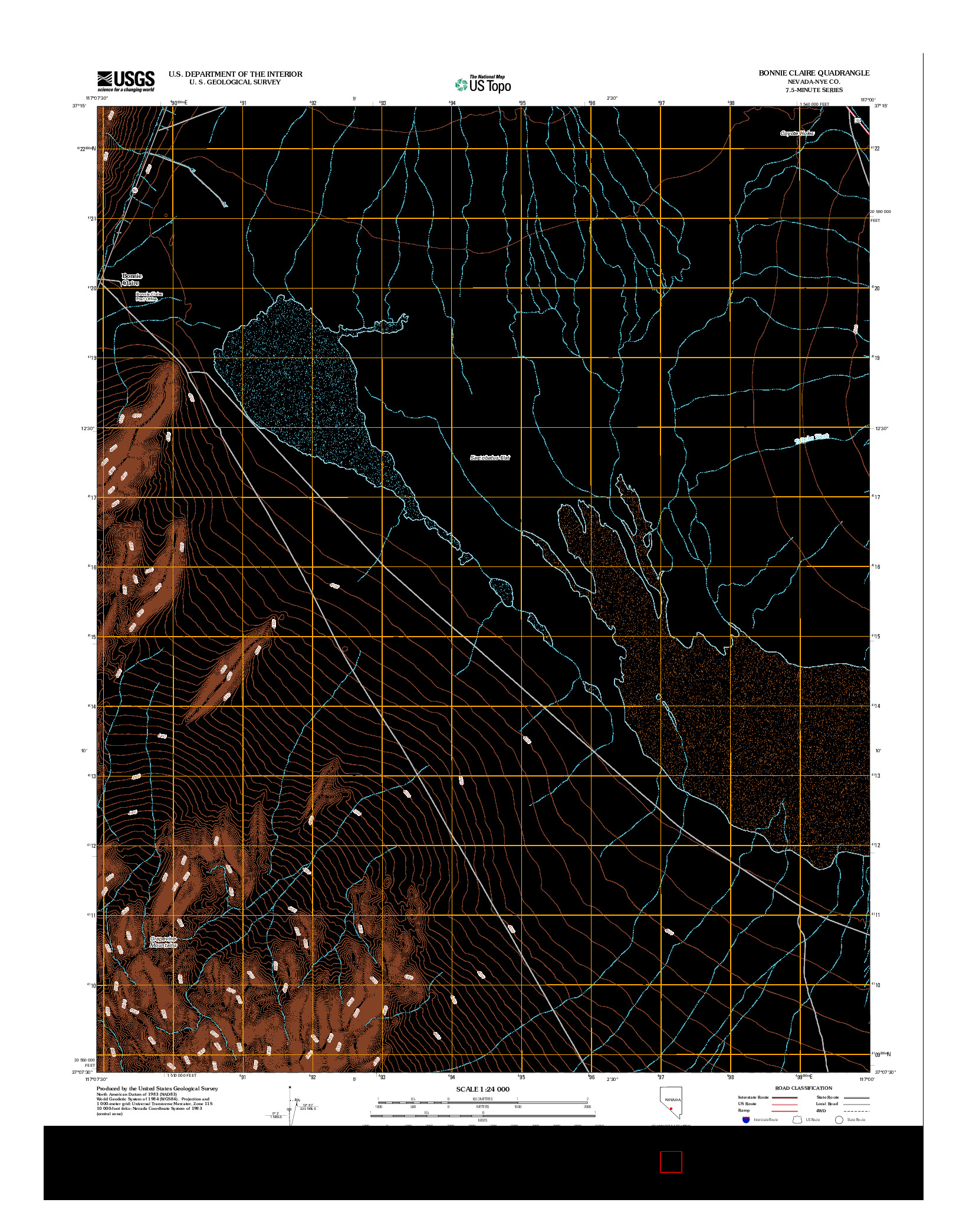 USGS US TOPO 7.5-MINUTE MAP FOR BONNIE CLAIRE, NV 2012