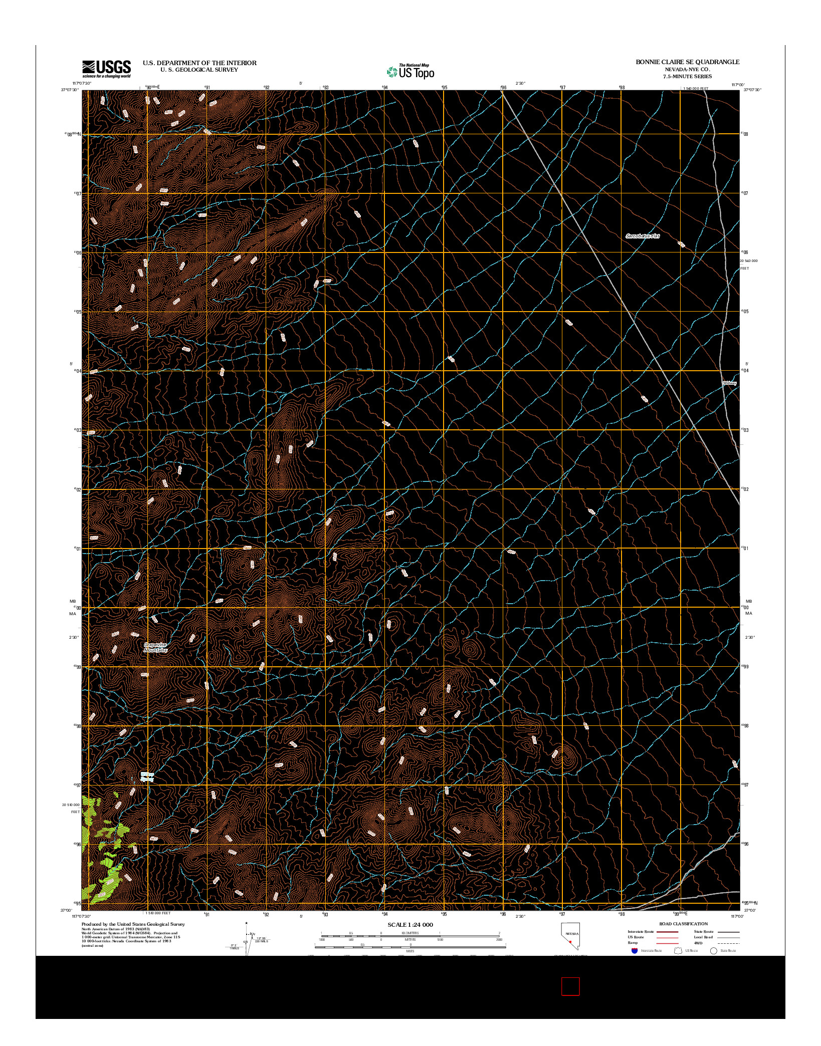 USGS US TOPO 7.5-MINUTE MAP FOR BONNIE CLAIRE SE, NV 2012