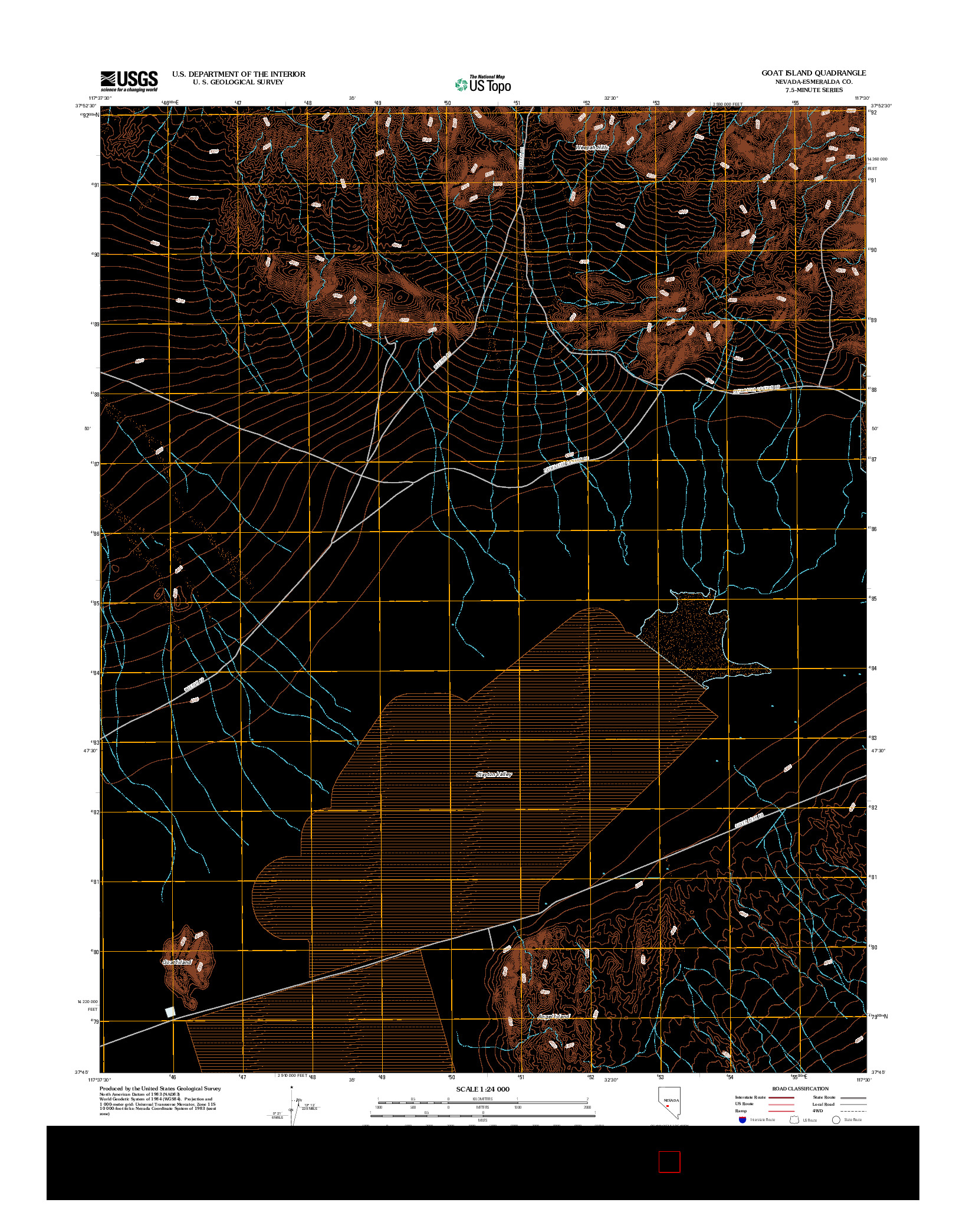 USGS US TOPO 7.5-MINUTE MAP FOR GOAT ISLAND, NV 2012