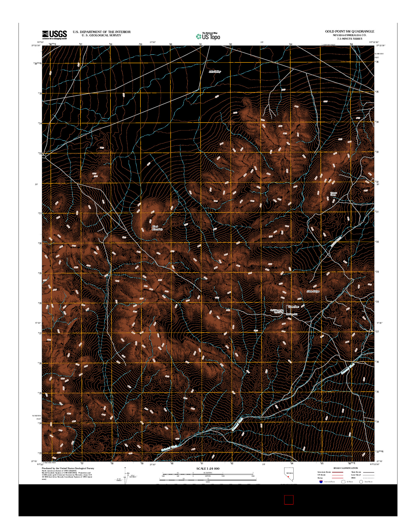 USGS US TOPO 7.5-MINUTE MAP FOR GOLD POINT SW, NV 2012