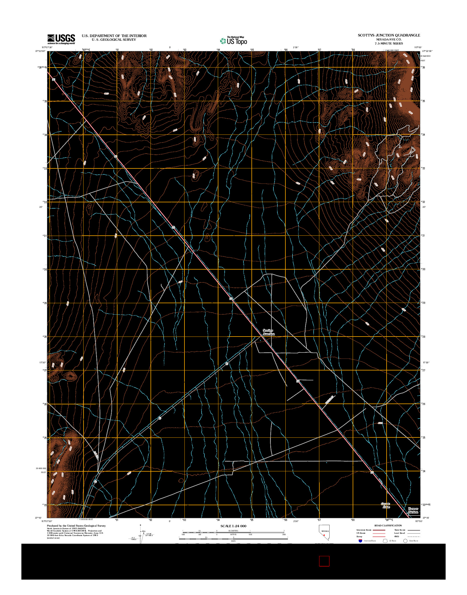 USGS US TOPO 7.5-MINUTE MAP FOR SCOTTYS JUNCTION, NV 2012