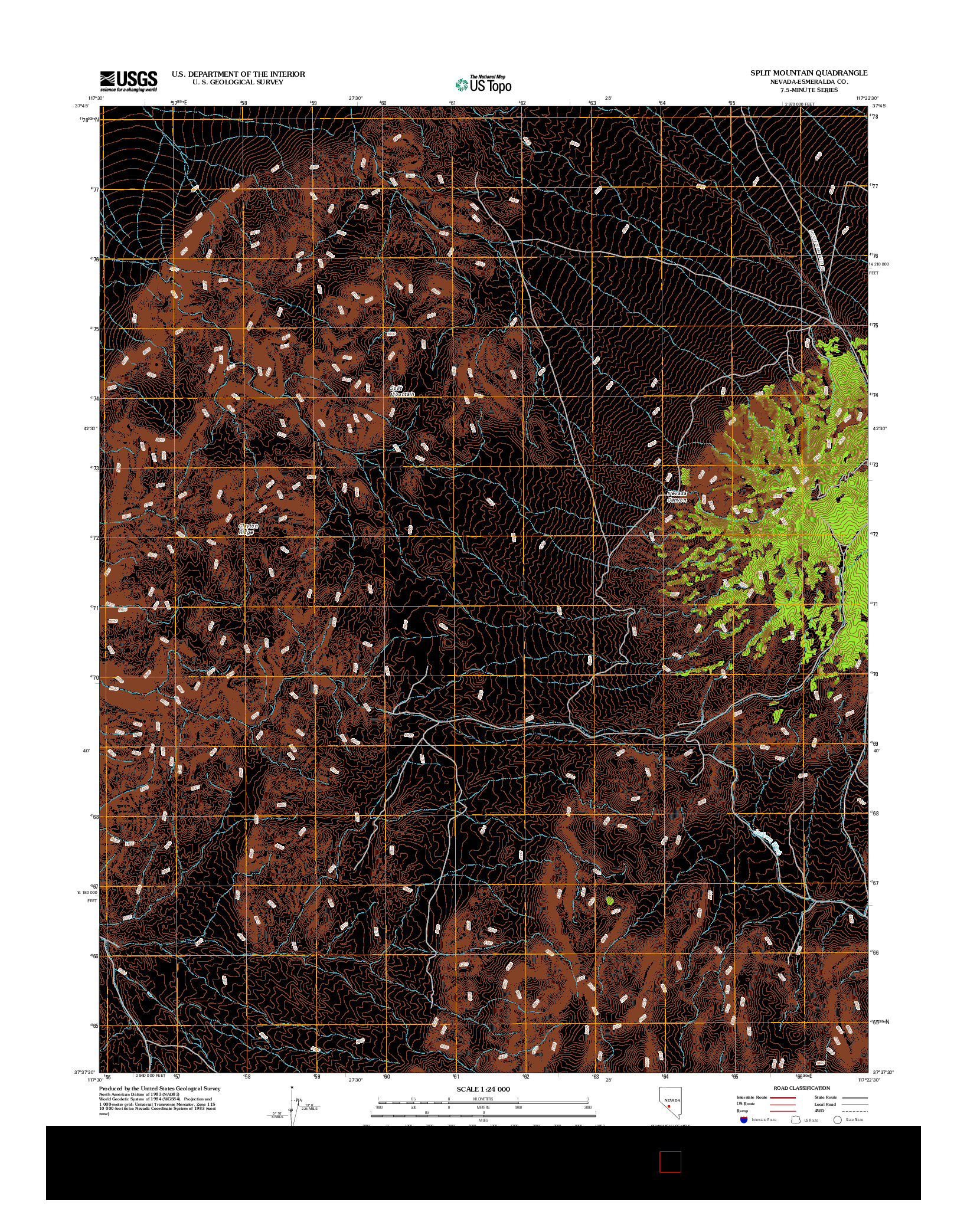 USGS US TOPO 7.5-MINUTE MAP FOR SPLIT MOUNTAIN, NV 2012