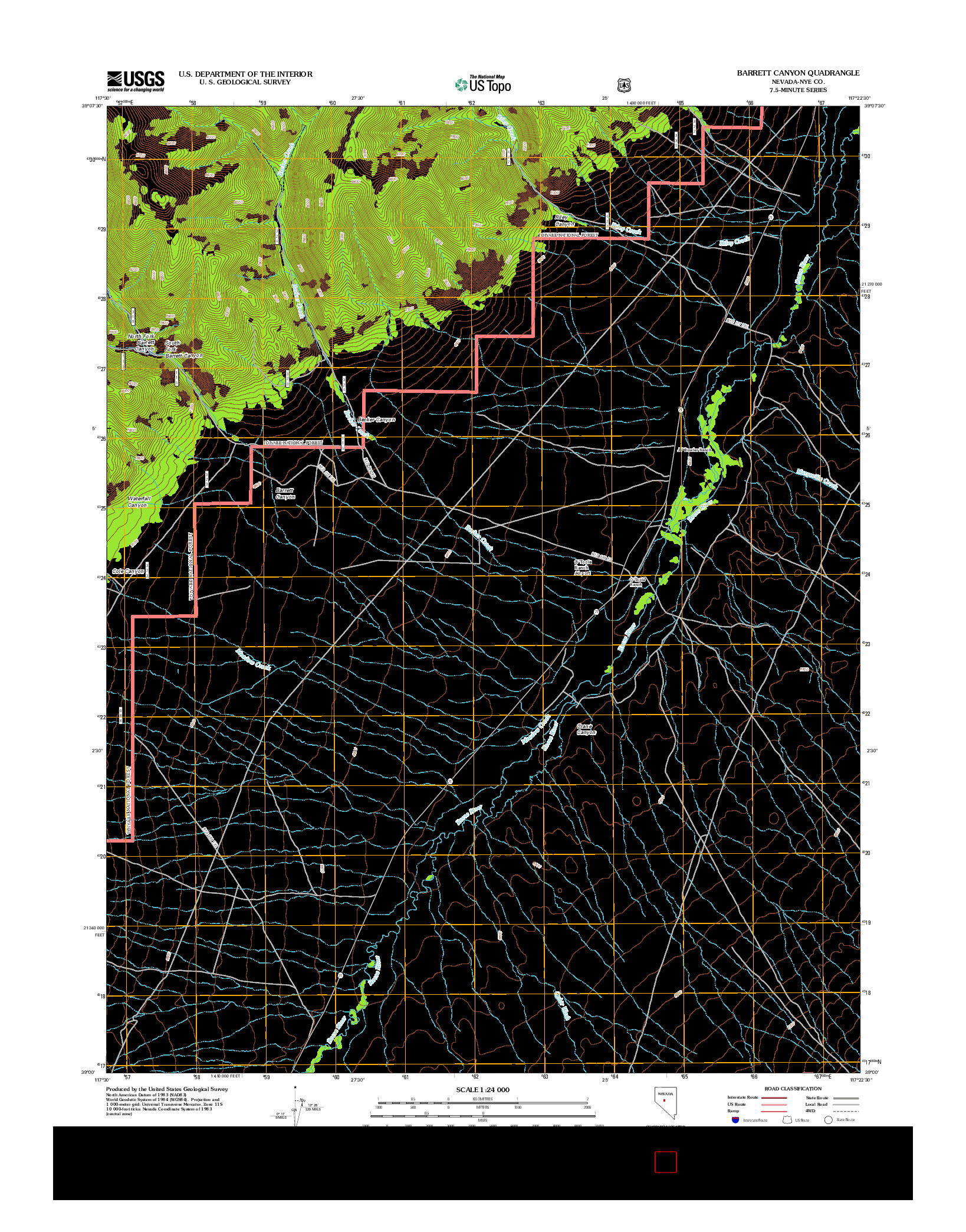 USGS US TOPO 7.5-MINUTE MAP FOR BARRETT CANYON, NV 2012